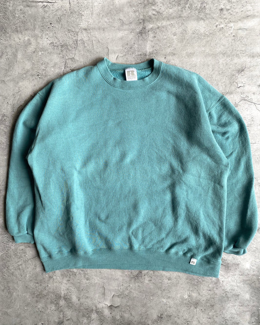 1990S RUSSELL TURQUOISE BLUE BLANK CREWNECK SWEATSHIRT (M/L)