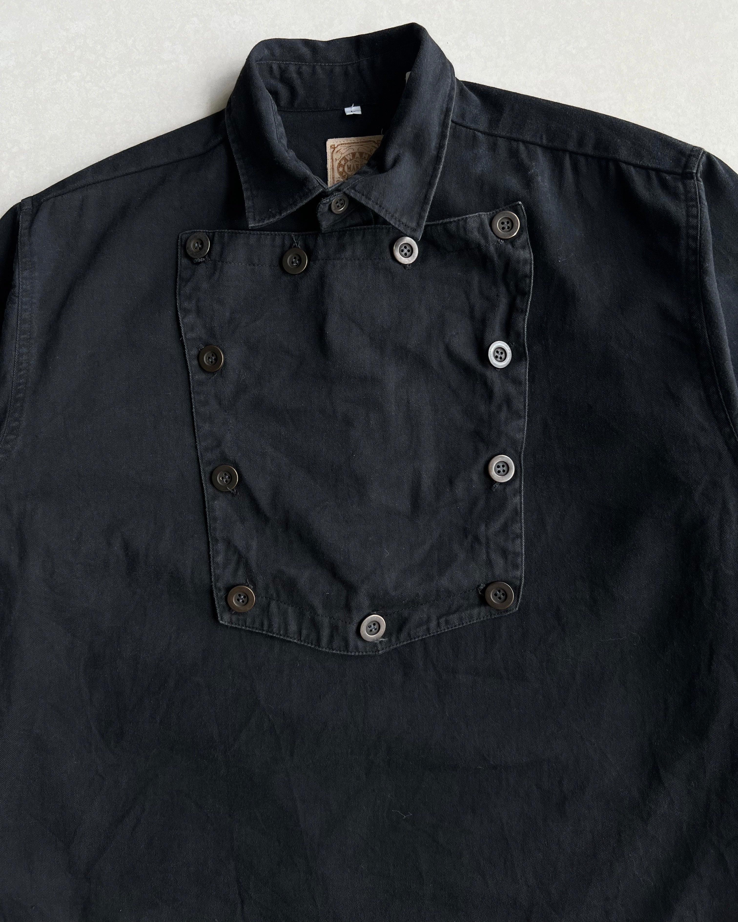 1980S BLACK WESTERN RANGEWEAR BIB SHIRT  (L)