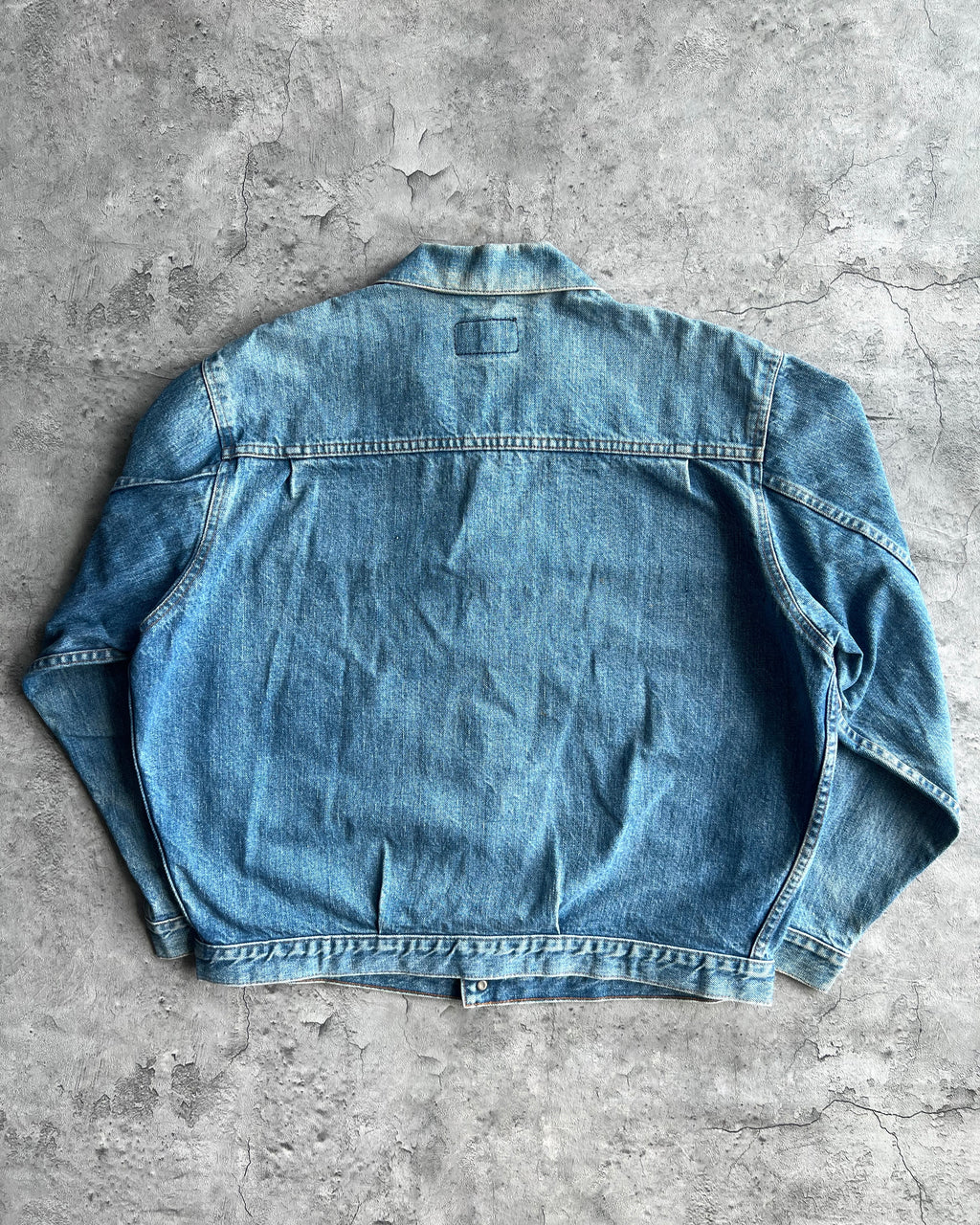 1990S FADED WASHED ORANGE TAB LEVI'S TYPE II DENIM JACKET (L)