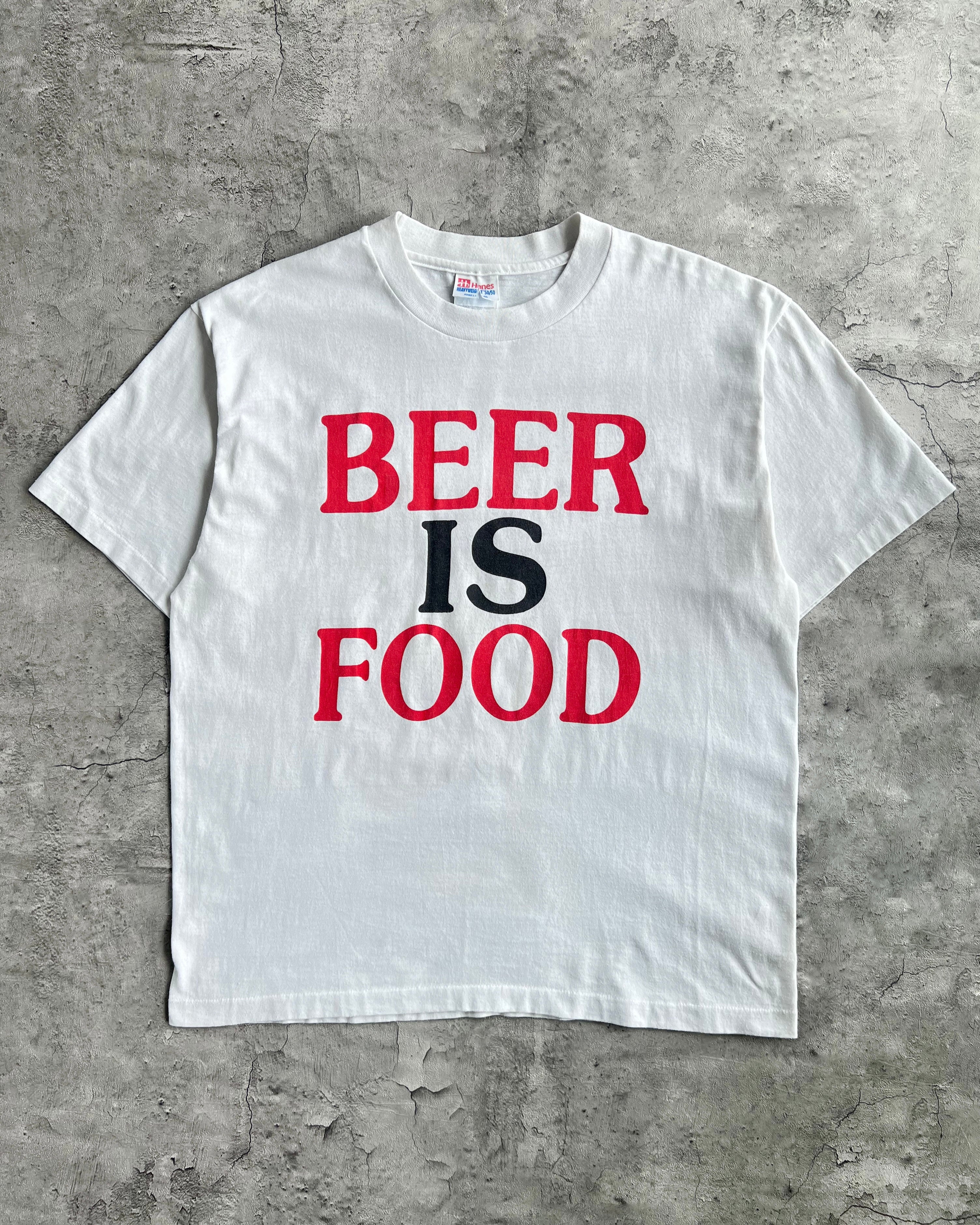 1990S 'BEER IS FOOD' SINGLE STITCH TEE (L)