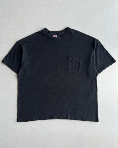 1990S BLACK HANES SINGLE STITCH BLANK POCKET TEE (XXL)