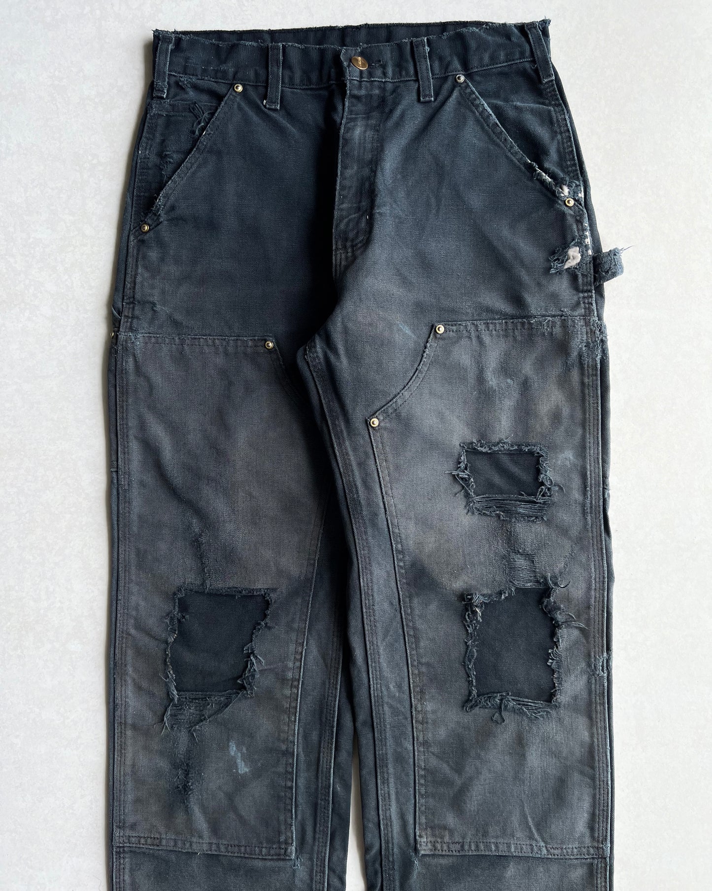 1990S FADED BLACK DISTRESED CARHARTT DOUBLE KNEE (30X32)