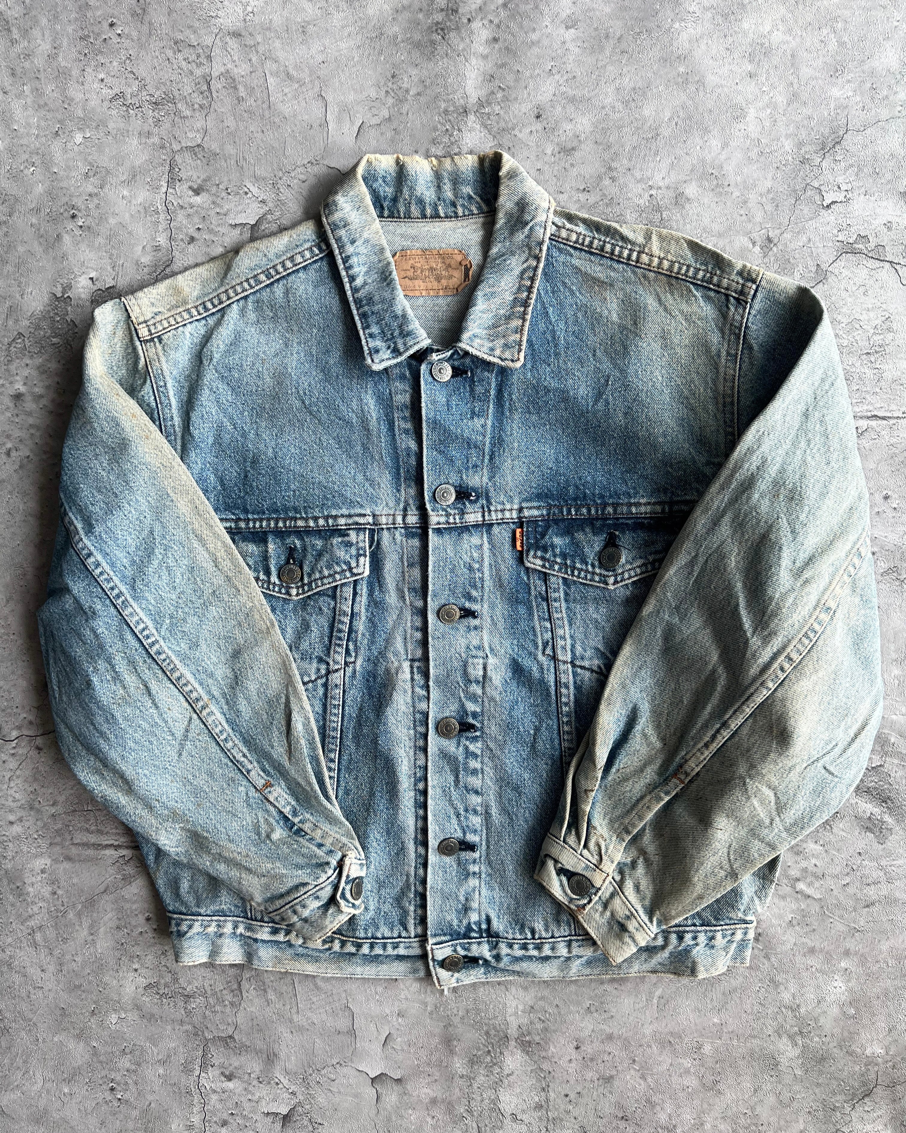 1990S FADED WASHED LEVI'S TYPE III DENIM TRUCKER JACKET (XL)