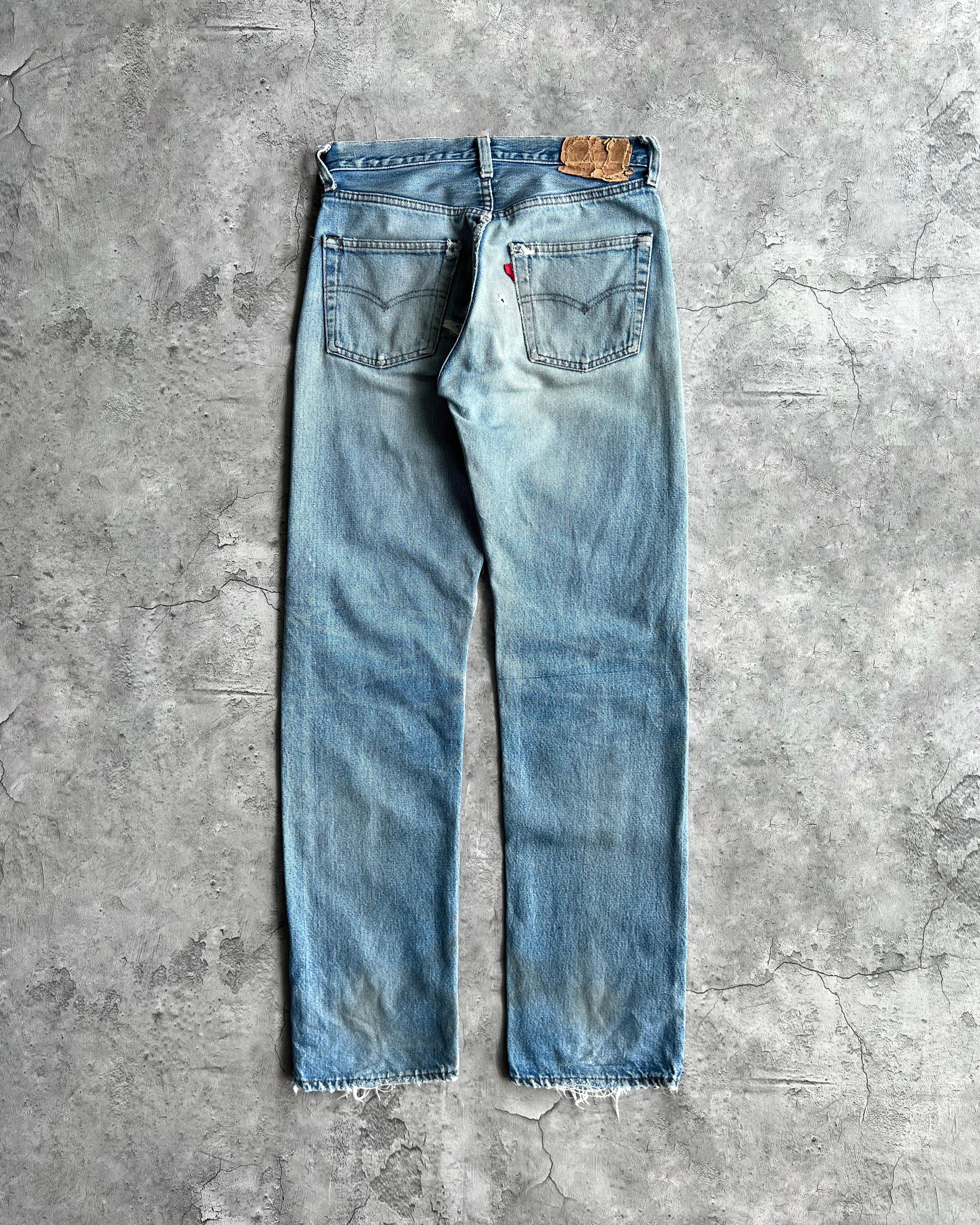 1980S FADED WASHED LEVI'S 501 REDLINE SELEVEDGE DISTRESSED JEANS (29X31)