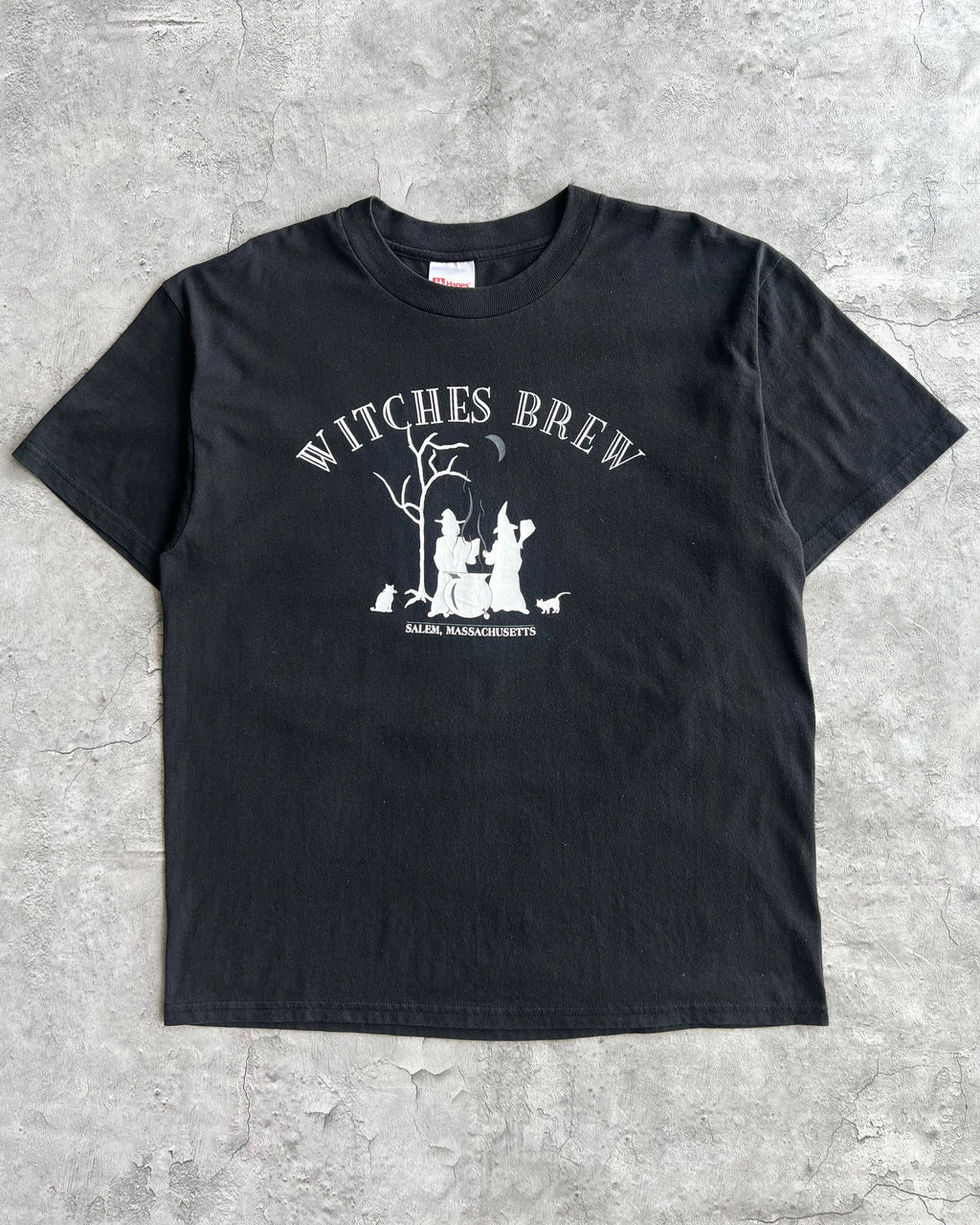 1990S FADED BLACK 'WITCHES BREW' TEE (L)