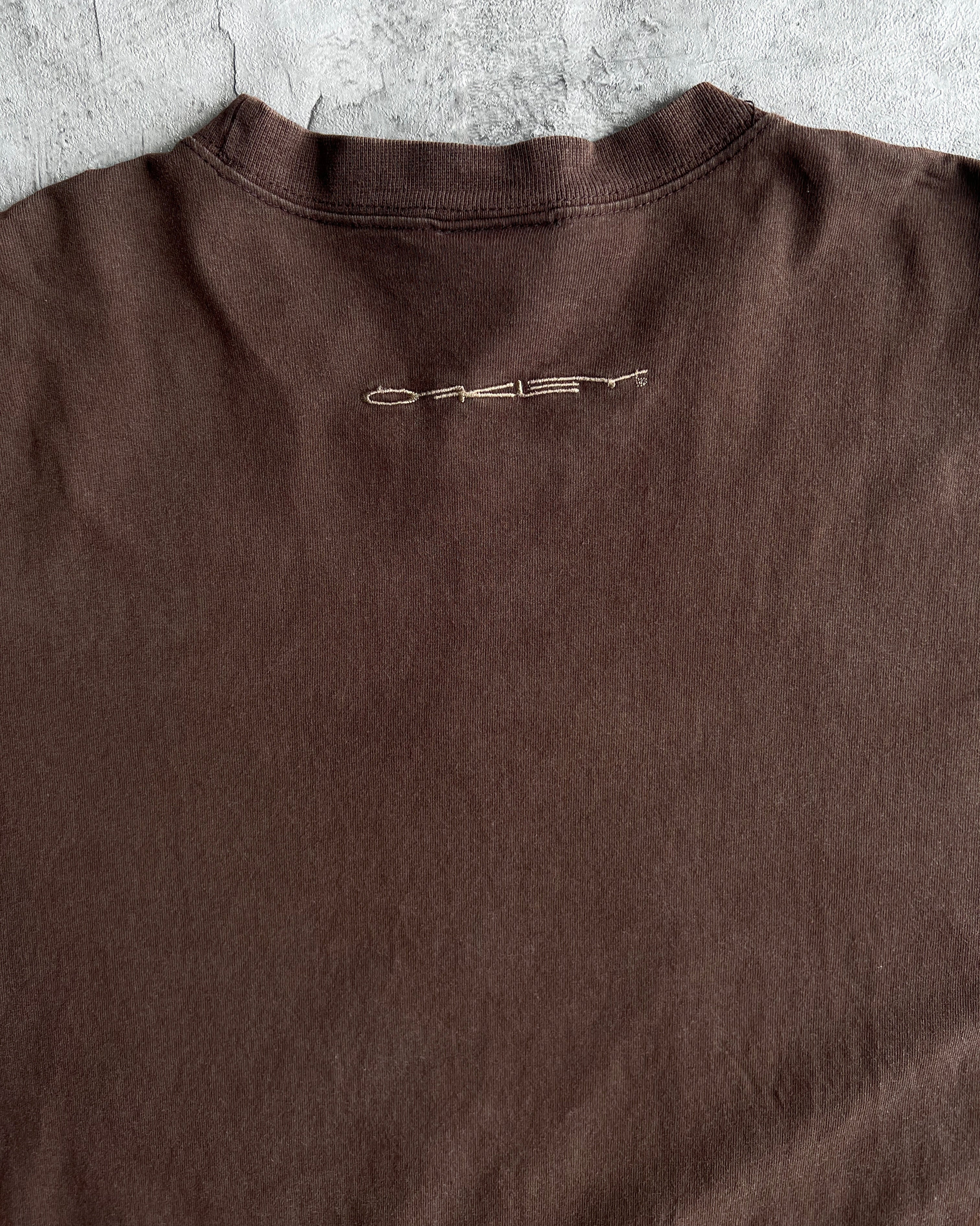 1990S BROWN OAKLEY CENTER LOGO TEE (L)