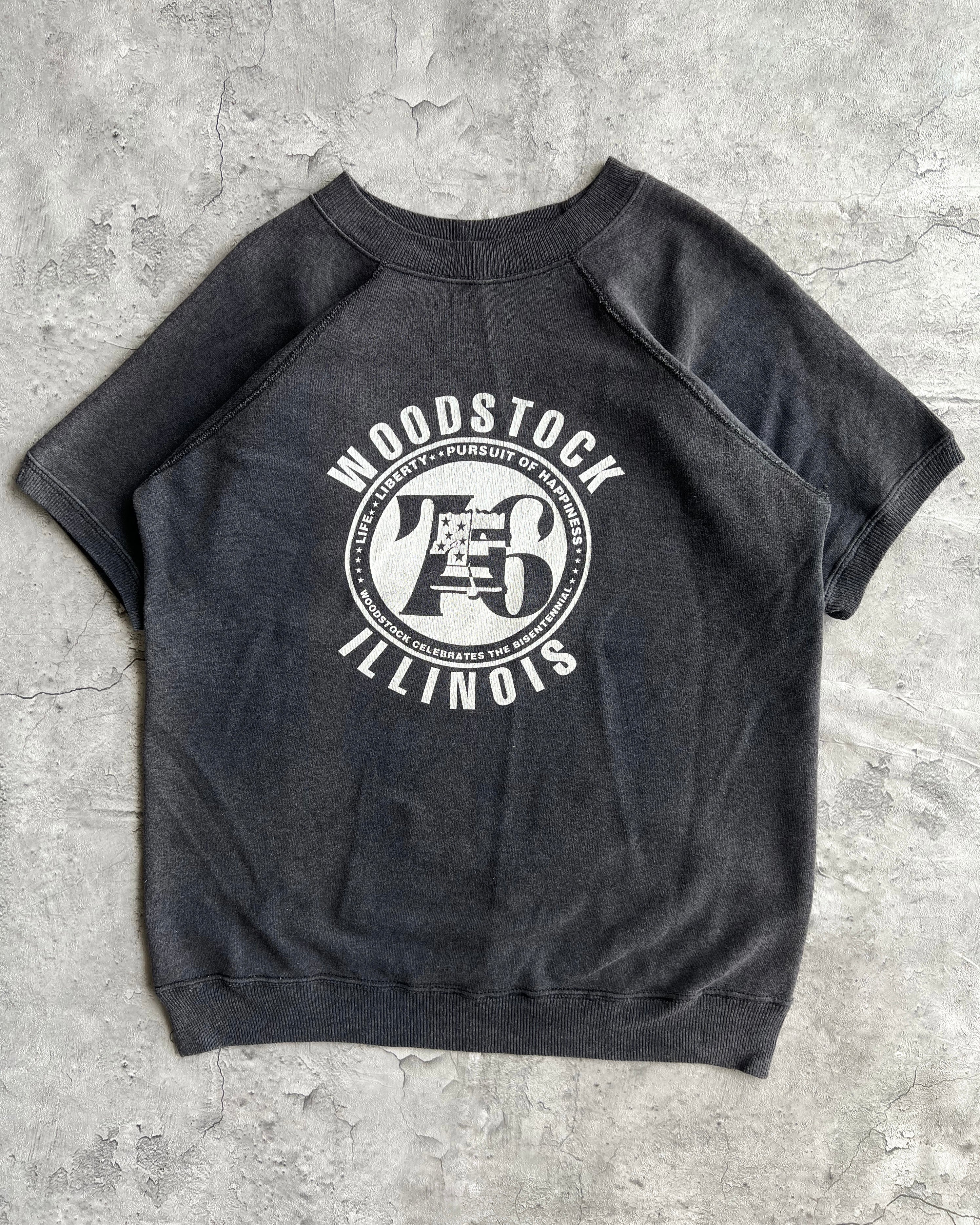 1980S 'WOODSTOCK ILLIONOIS' SHORTSLEEVES RAGLAN SWEATSHIRT (M)