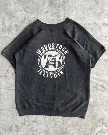 1980S 'WOODSTOCK ILLIONOIS' SHORTSLEEVES RAGLAN SWEATSHIRT (M)