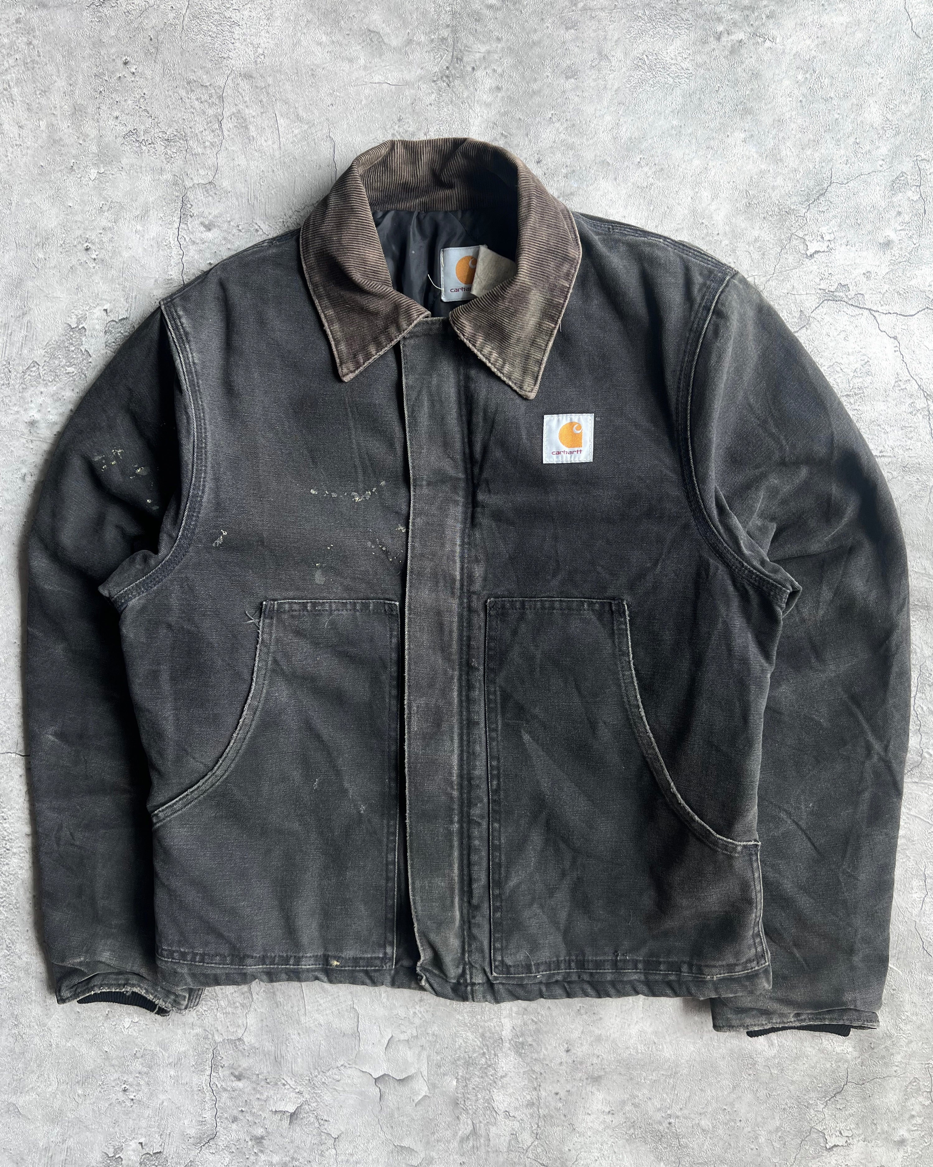 1990S FADED BLACK CARHARTT ARCTIC WORK JACKET (M/L)