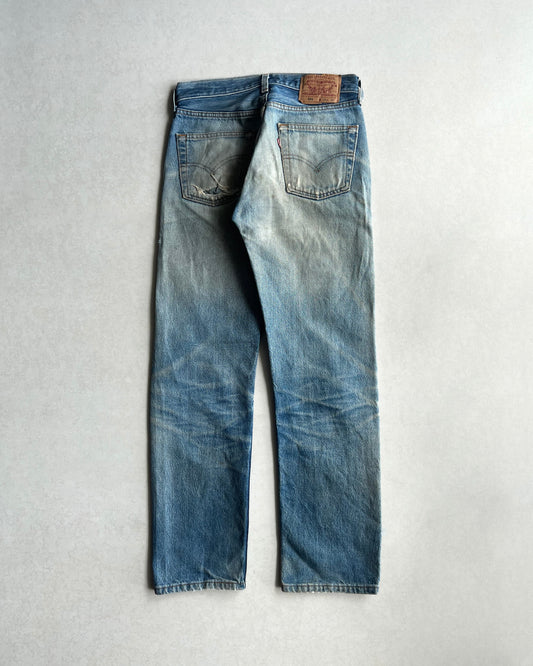 1990S FADED WASHED LEVI'S 501 REPAIRED JEANS (29X30)