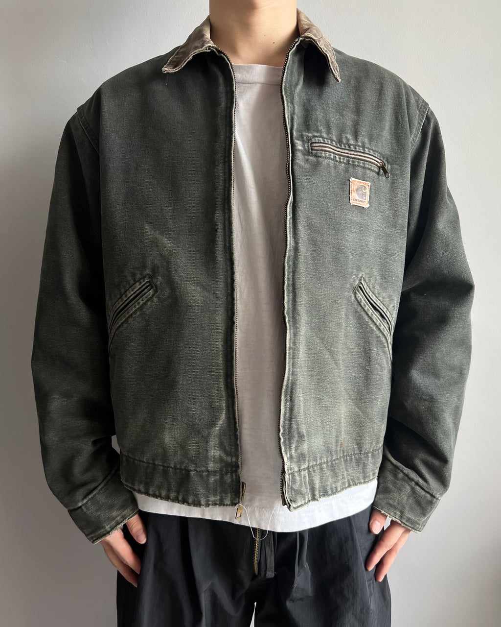1990S MOSS GREEN CARHARTT DETROIT WORK JACKET (L)
