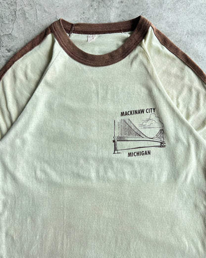 1980S 'MACKINAW CITY MICHIGAN' RAGLAN RINGER TEE (M)