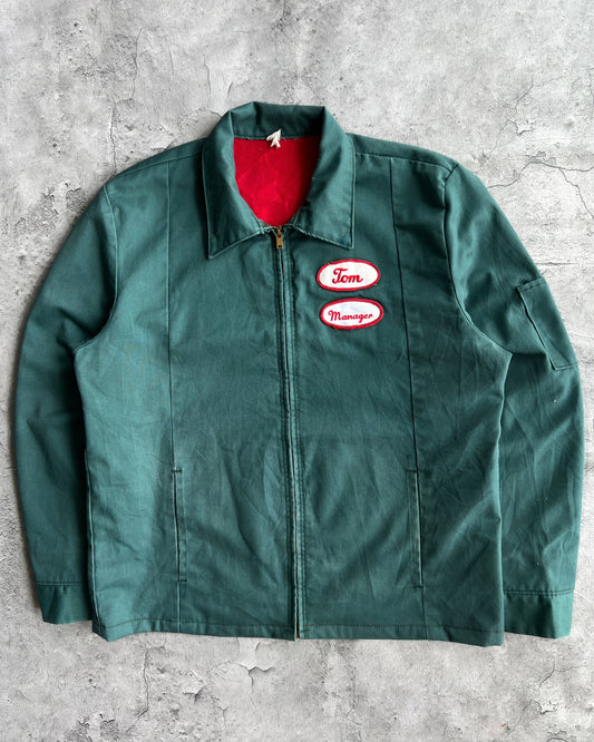 1990S GREEN 'MANAGER TOM' HIDDEN POCKET WORK JACKET (M)