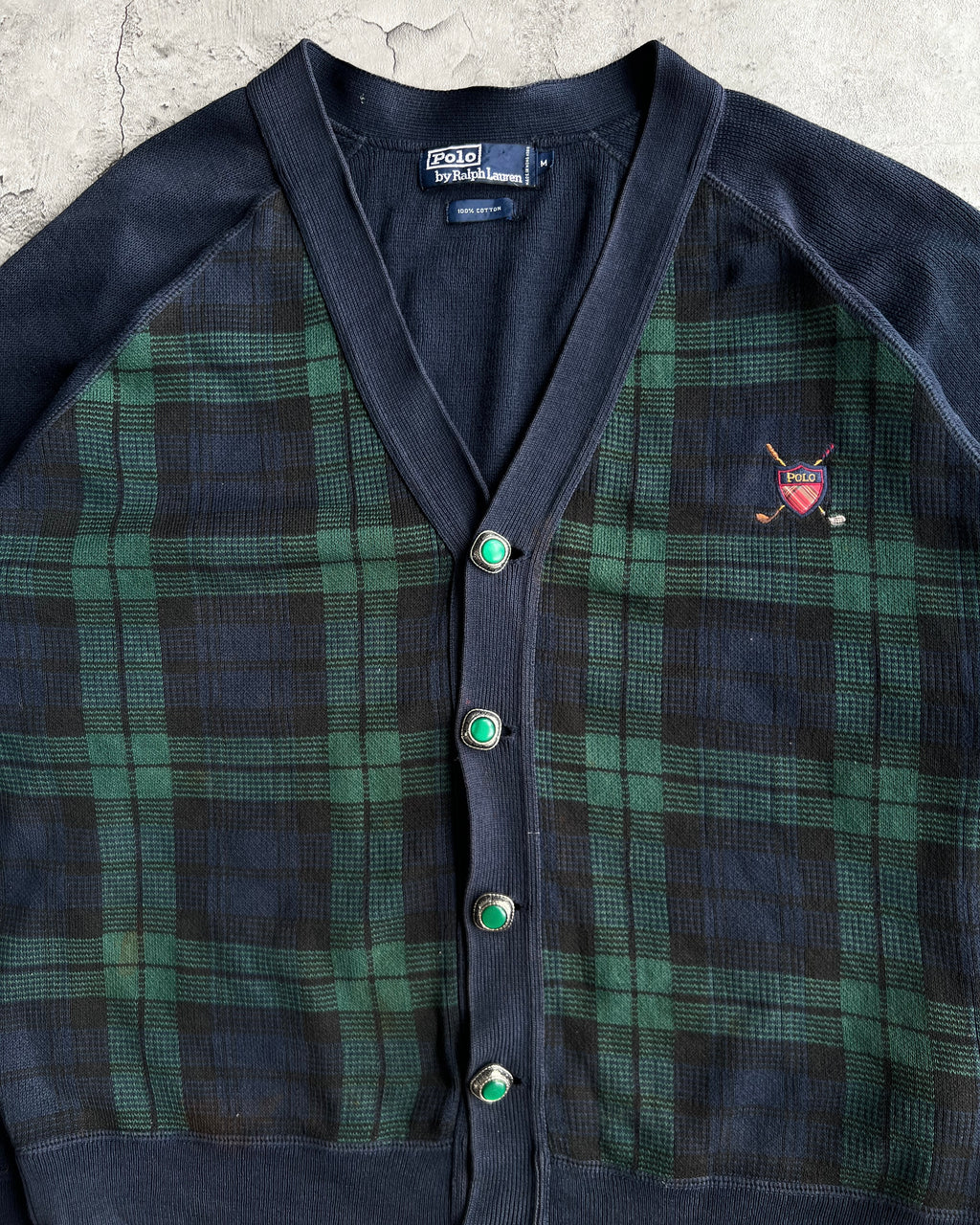 1980S POLO RALPH LAUREN KNITTED CARDIGAN (M)