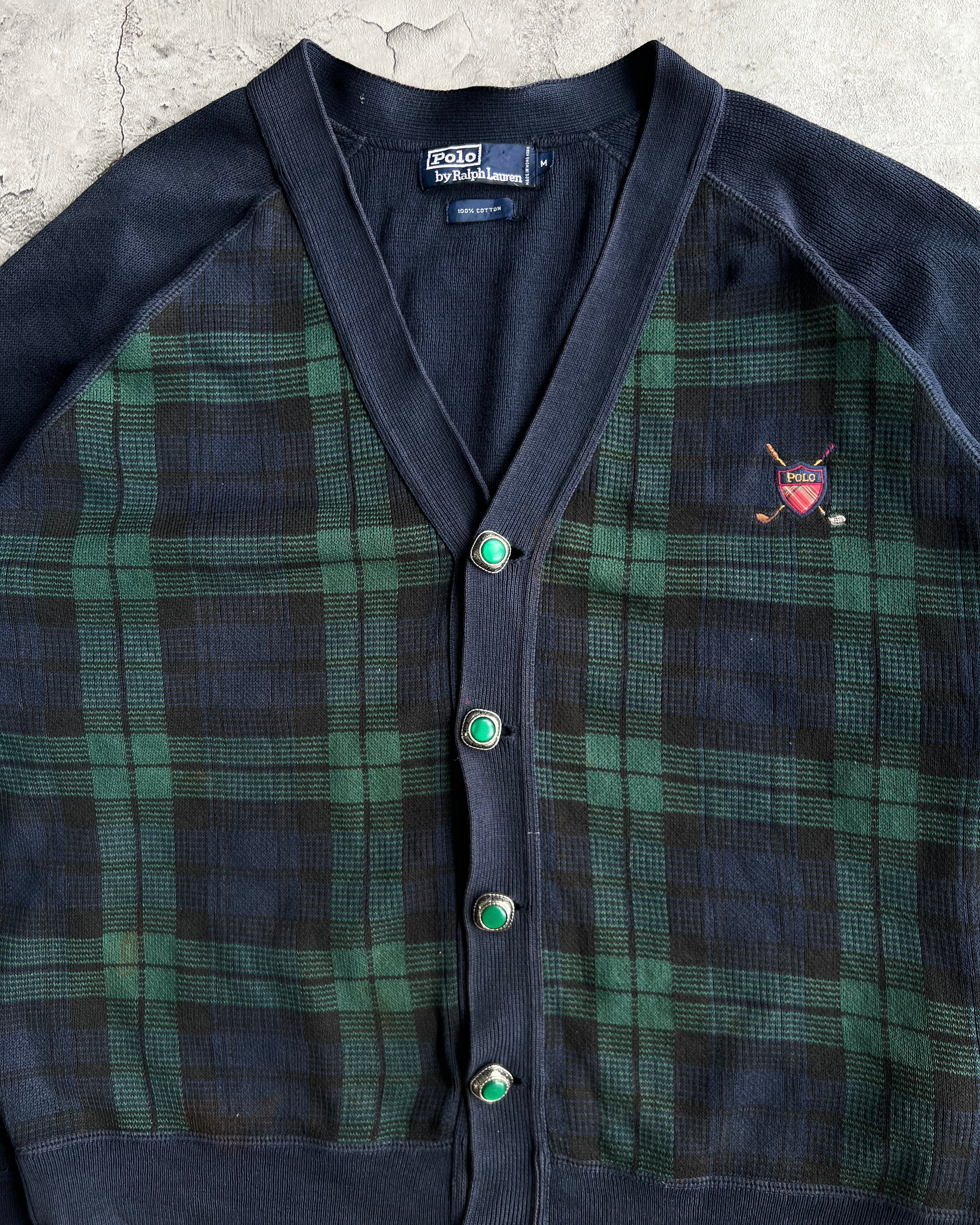 1980S POLO RALPH LAUREN KNITTED CARDIGAN (M)
