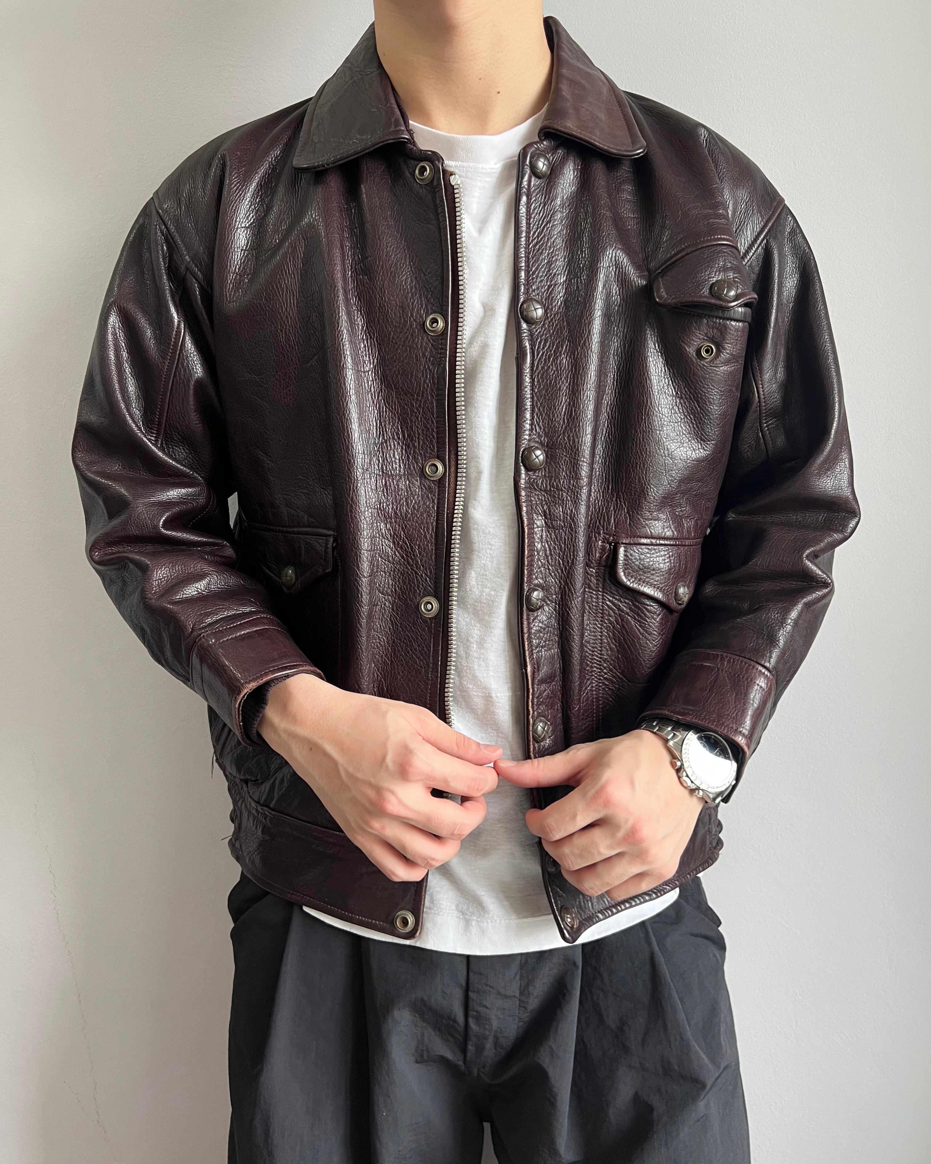 1950S BROWN ROCKABILLY LEATHER JACKET (L)