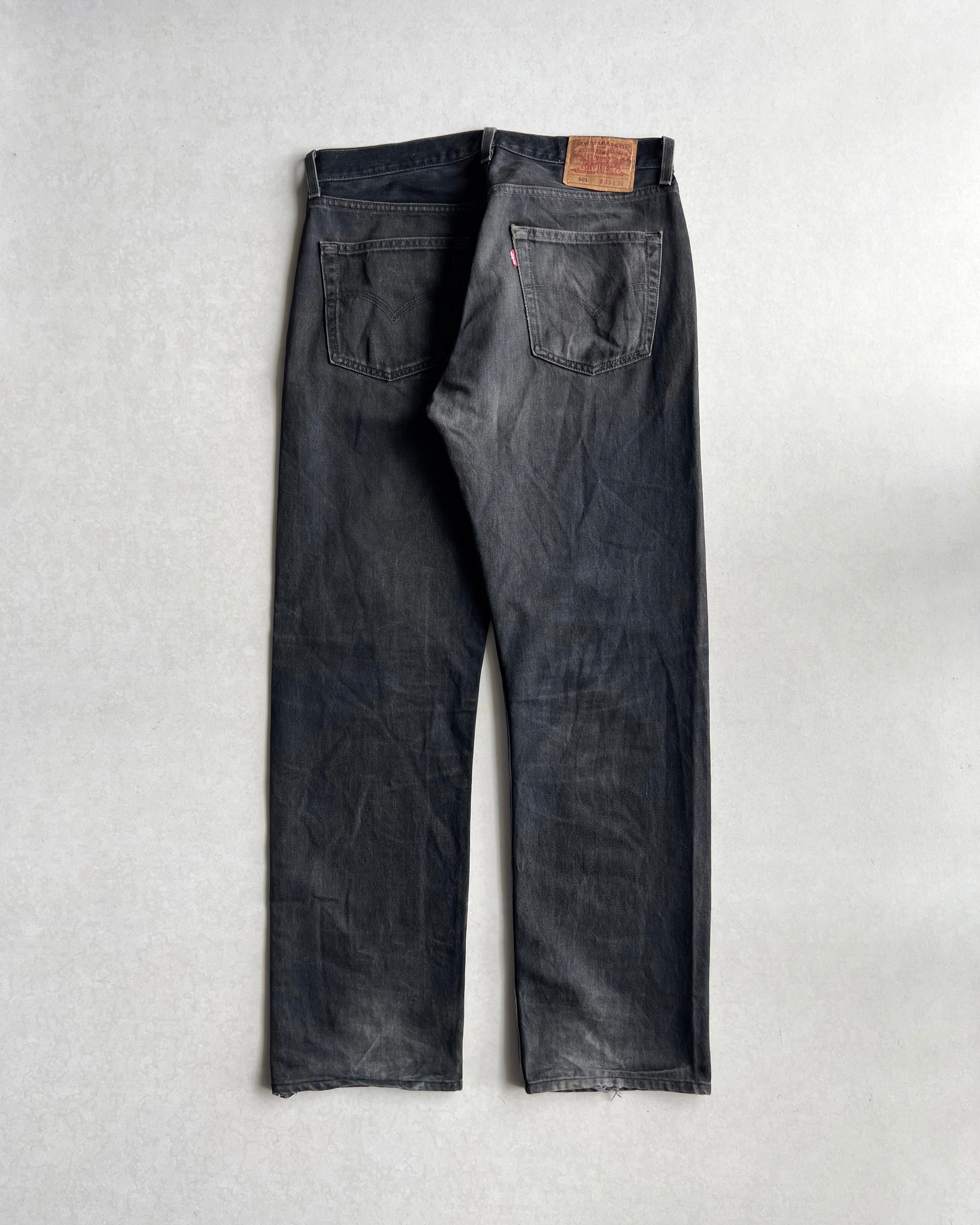 1990S FADED BLACK LEVI'S 501 JEANS (33X34)