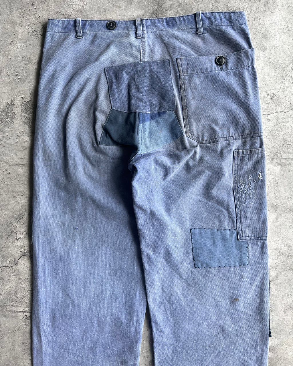 1960S SUN FADED FRENCH REAPIRED TROUSERS (34X30)