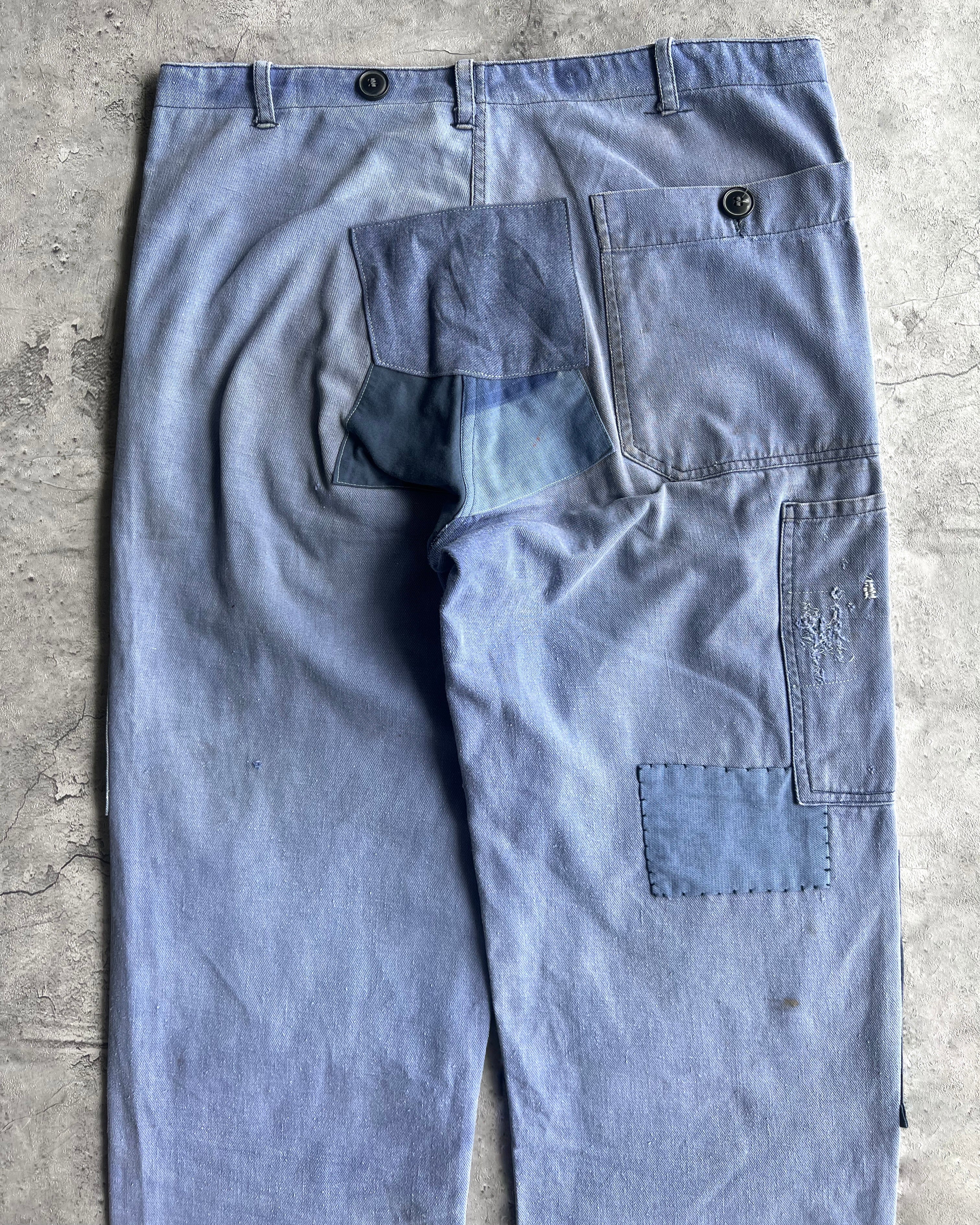 1960S SUN FADED FRENCH REAPIRED TROUSERS (34X30)