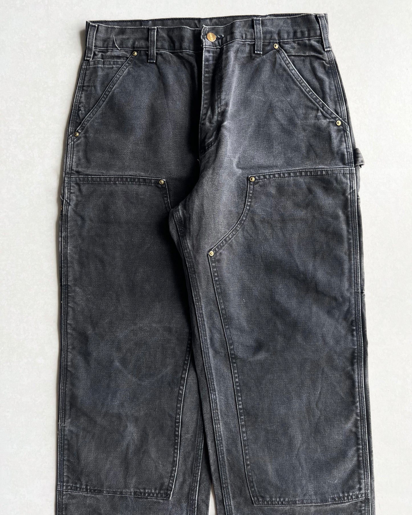 1990S FADED BLACK CARHARTT DOUBLE KNEE PANTS (32X32)