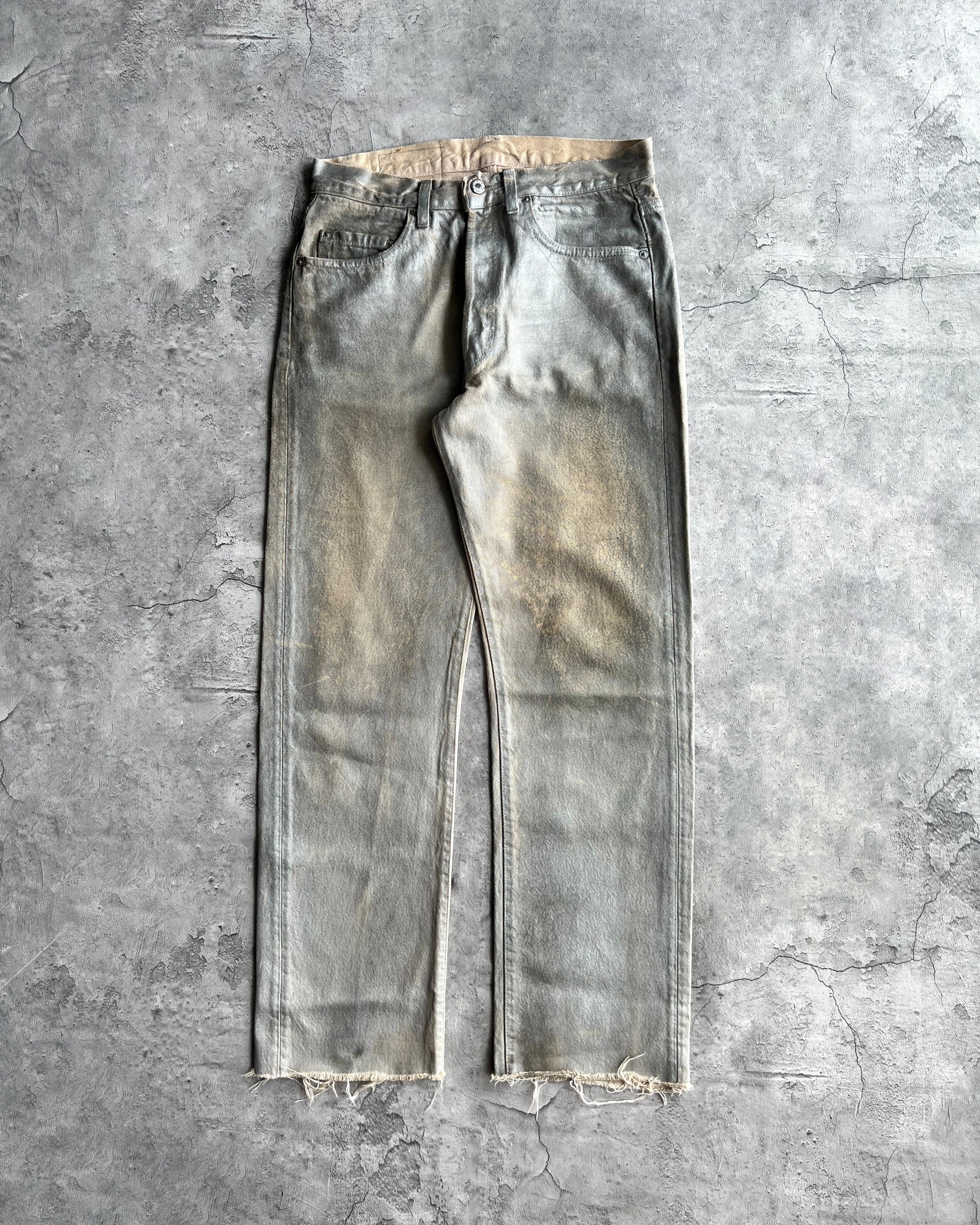 1980S FADED SILVER WAXED LEVI'S 501 JEANS (31X32)