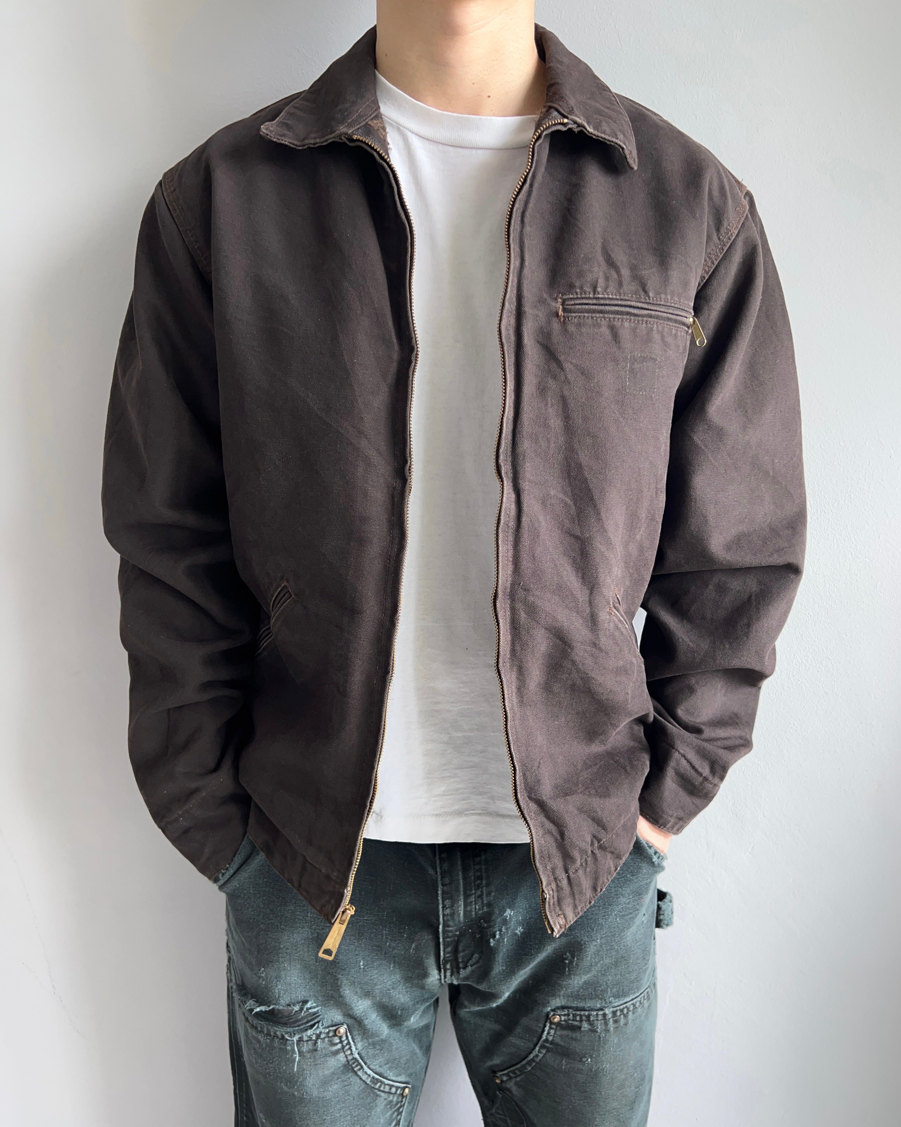 FADED BLACK CARHARTT DETROIT WORK JACKET (M)