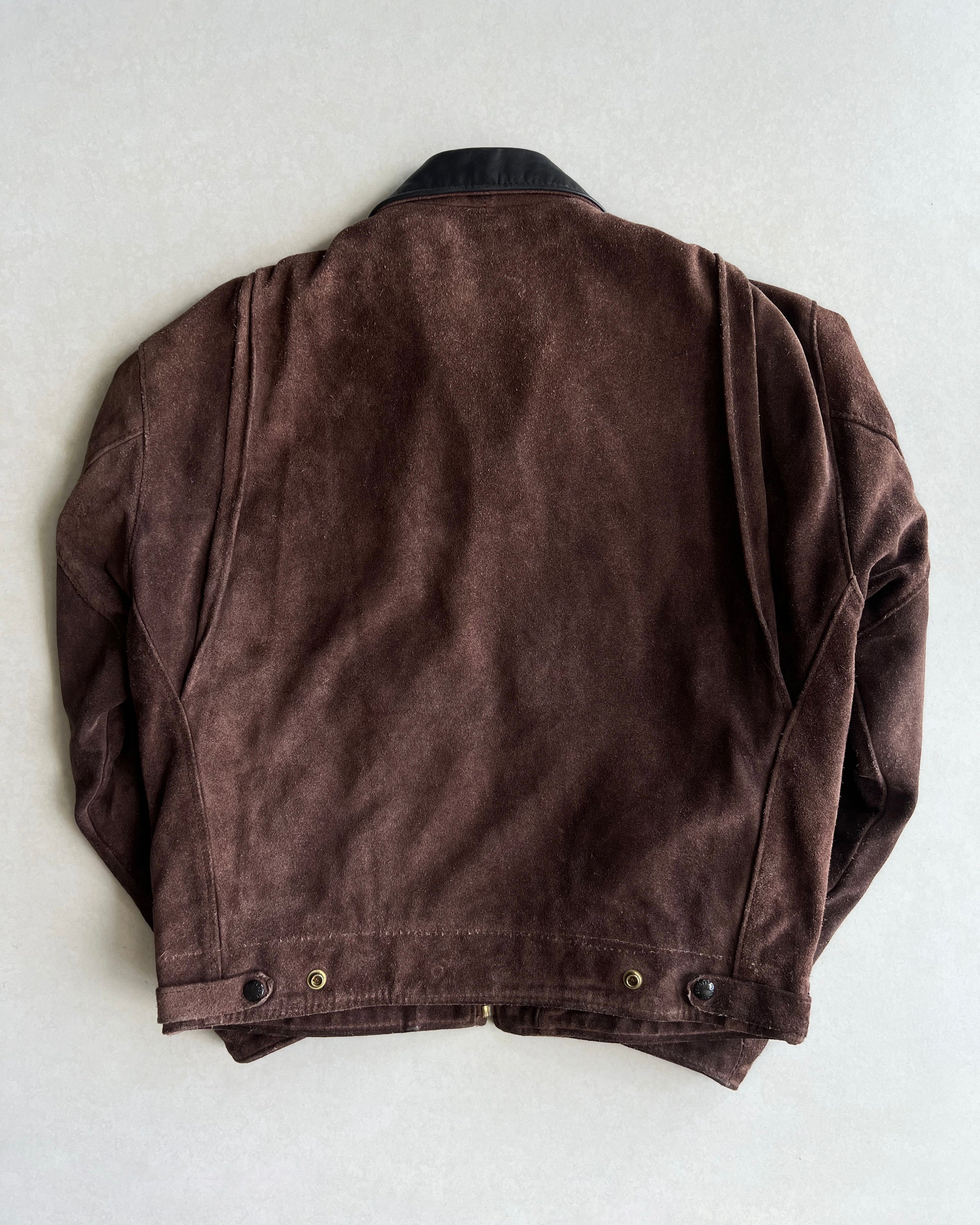 1970S SCHOTT SUEDE LEATHER COLLAR ZIP-UP JACKET (M/L)