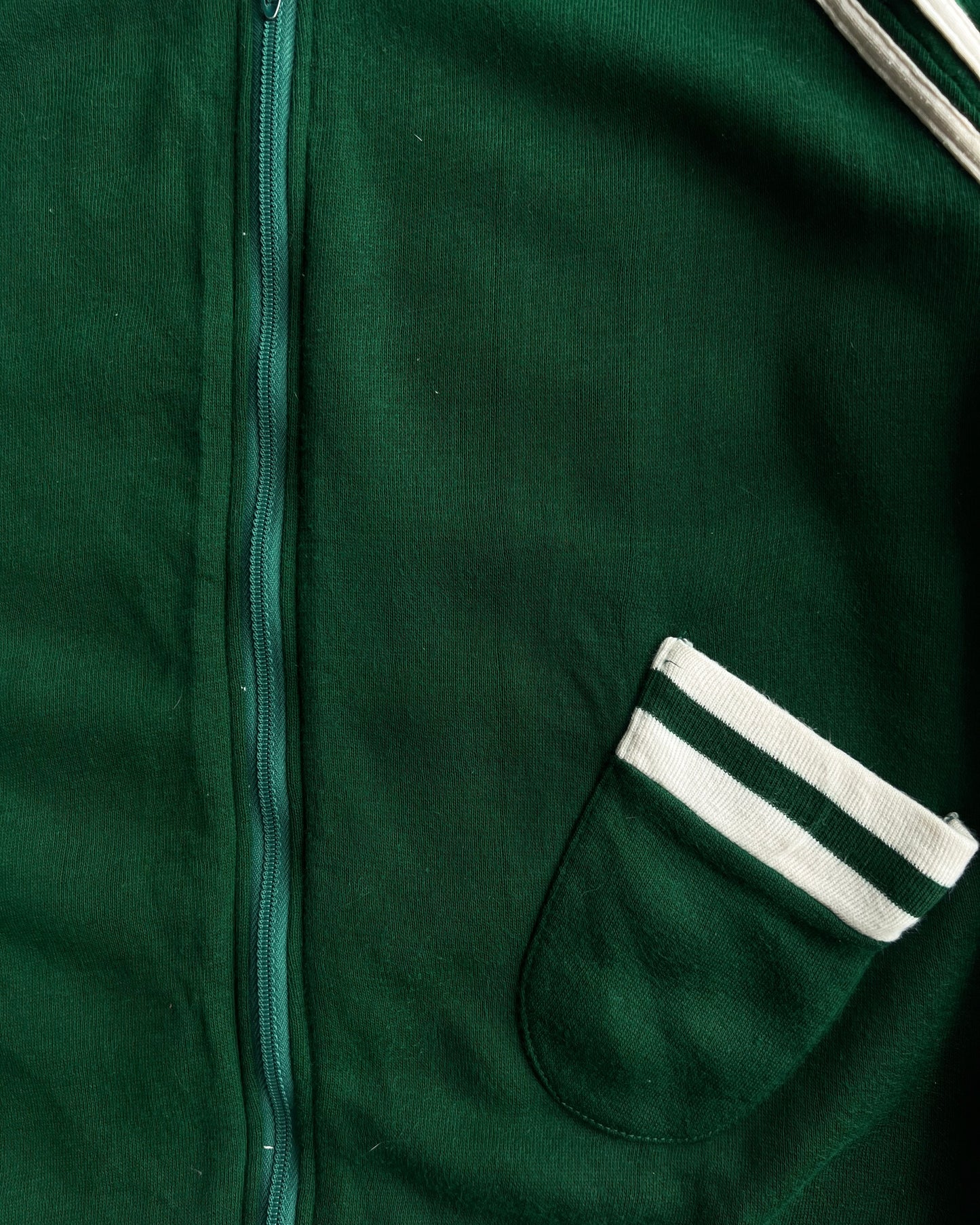 1970S GREEN SPORTS ZIP-UP RAGLAN HOODIE (M)