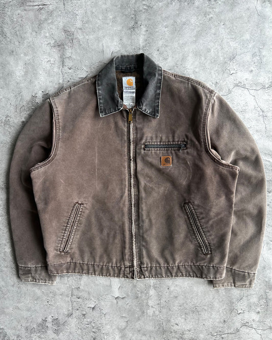 1990S FADED CHOCOLATE CARHARTT DETROIT WORK JACKET (L)