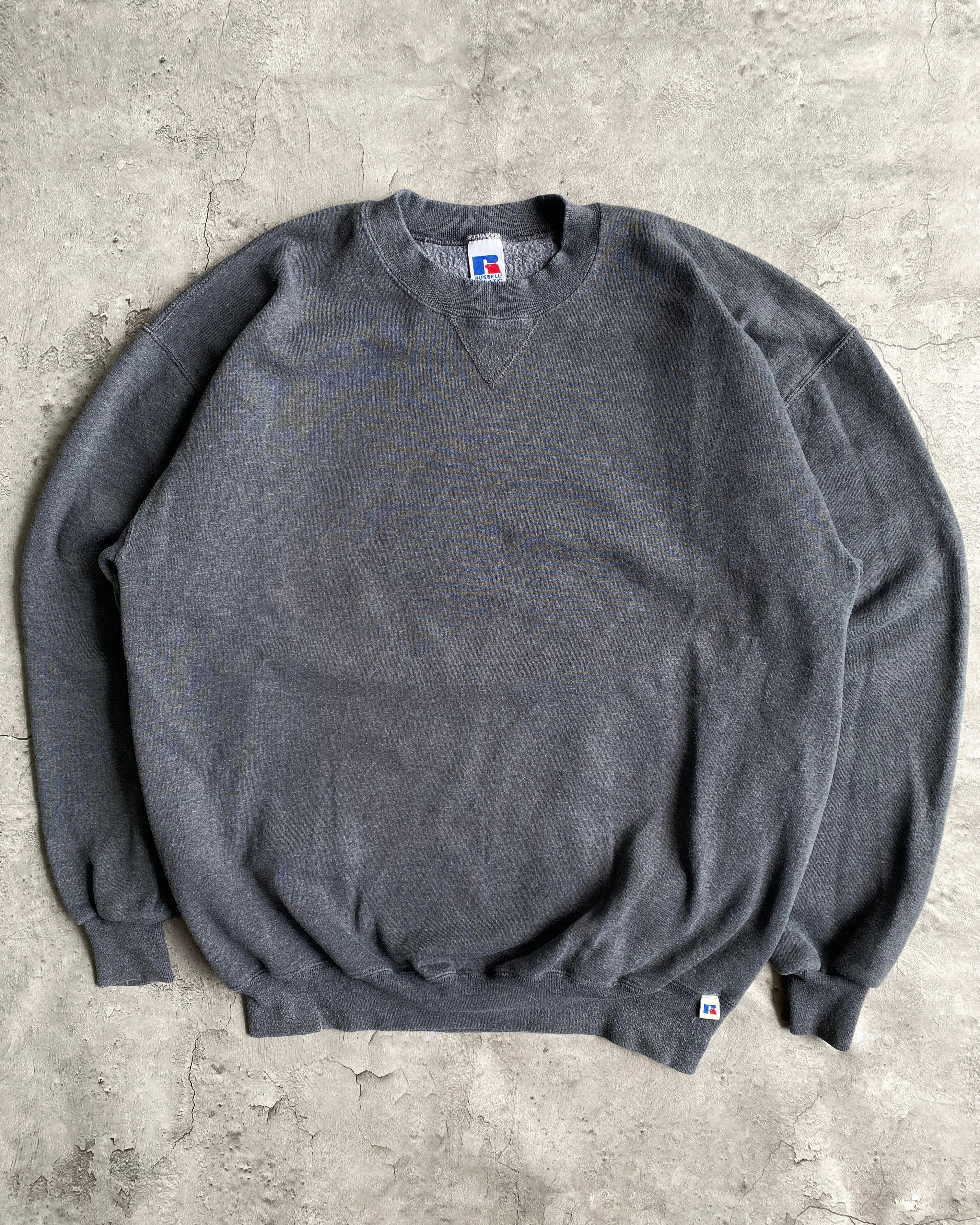 1990S RUSSELL DARK GREY BLANK CREWNECK SWEATSHIRT (L/XL)