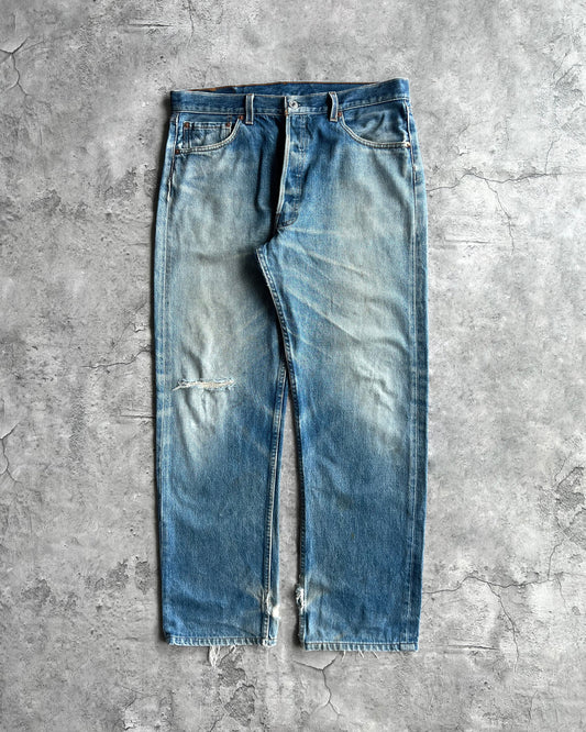 1990S FADED WASHED LEVI'S 501 DISTRESSED JEANS (36X36)