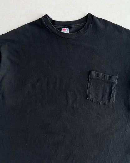 1990S BLACK HANES SINGLE STITCH BLANK POCKET TEE (XXL)