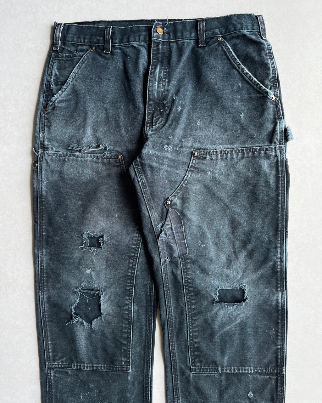 1990S FADED BLACK DISTRESED CARHARTT DOUBLE KNEE (35X28)