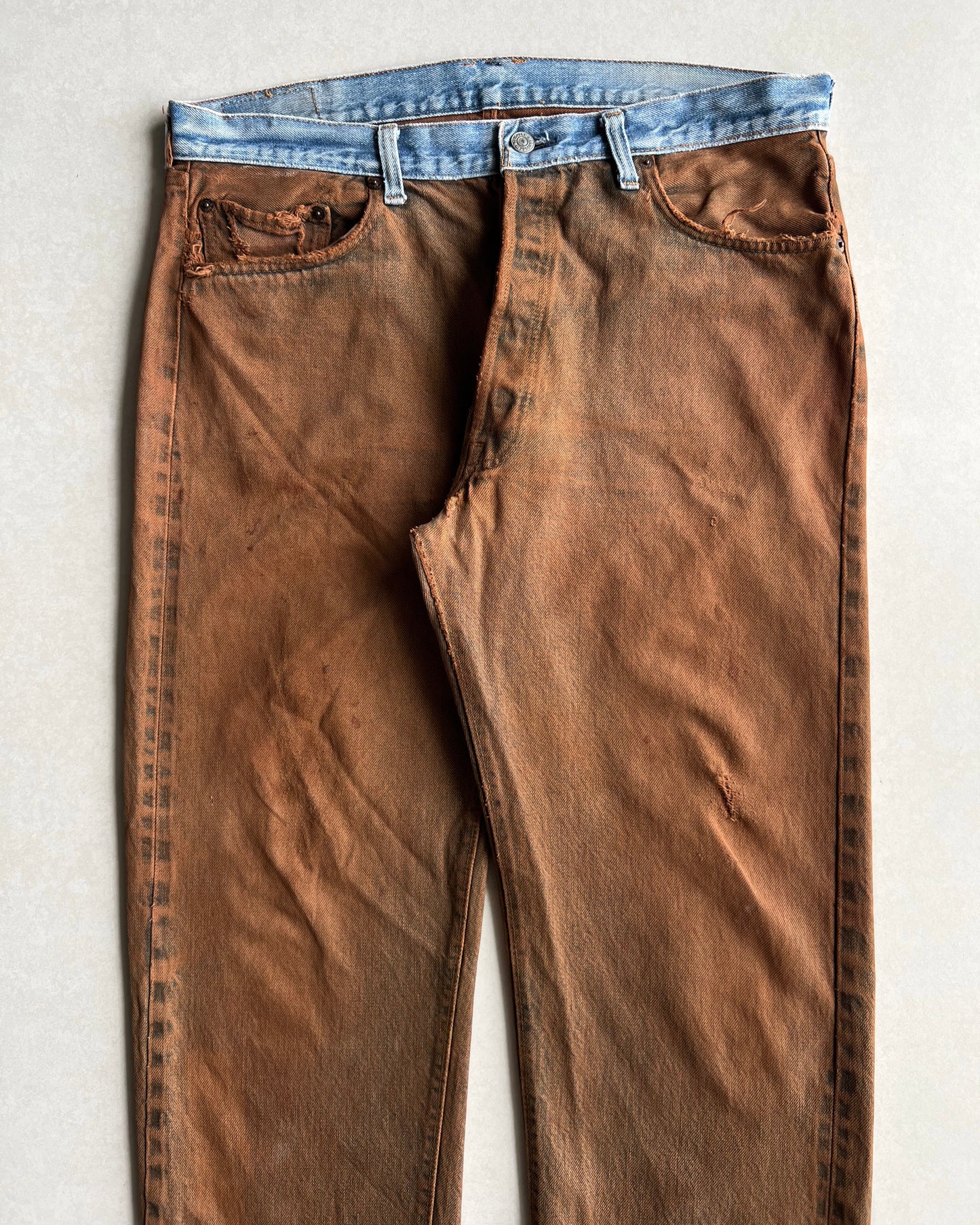 1970S TWO-TONE OVERDYED LEVI'S 501 REDLINE SELVEDGE JEANS (38X31)