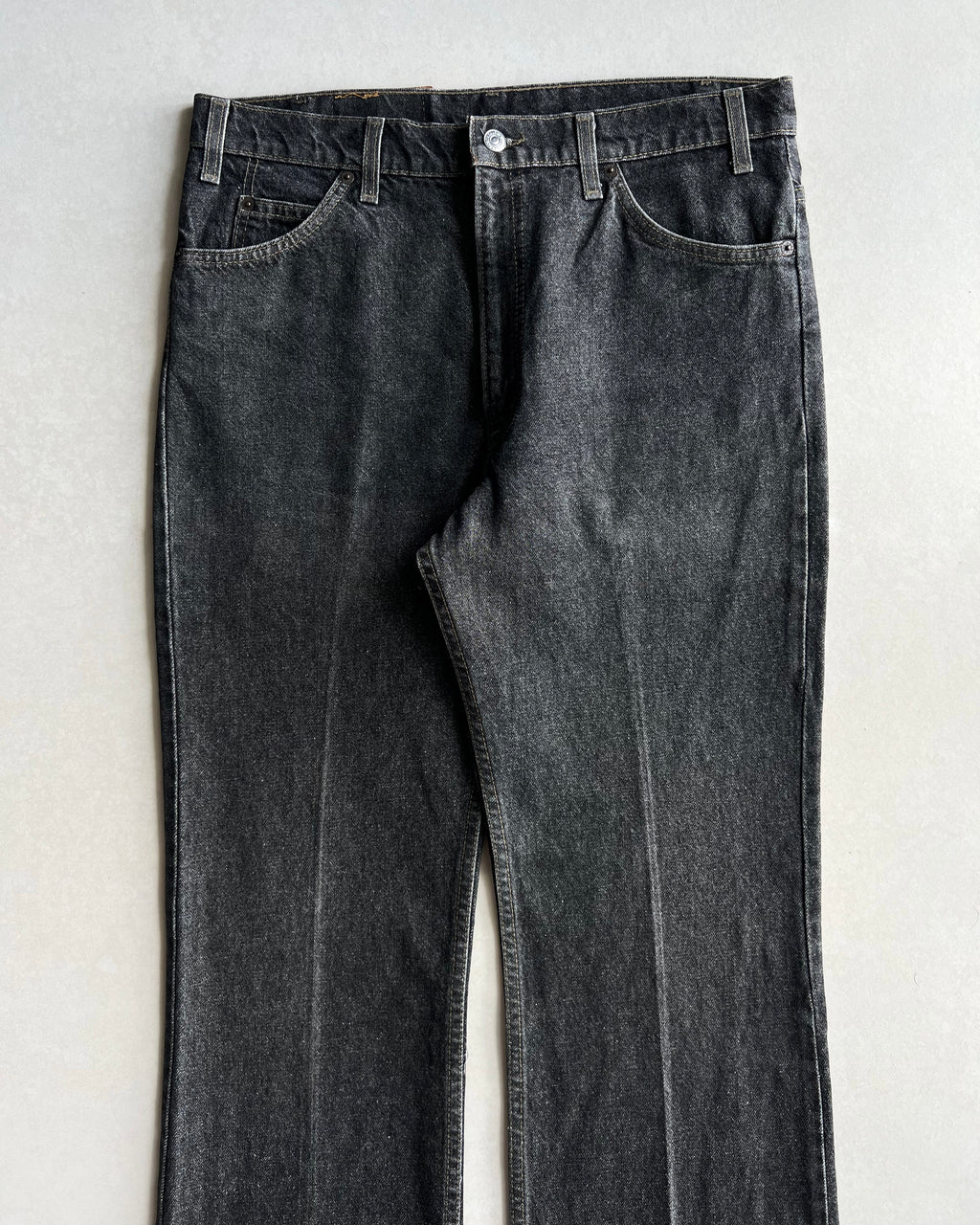 1990S FADED BLACK LEVI'S 517 FLARE JEANS (36X32)