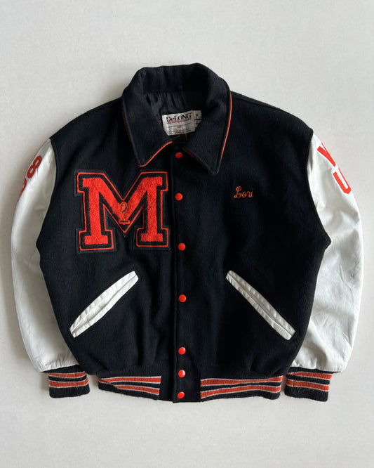 1990S 'MIDDLETOWN NORTH' LEATHER SLEEVES VARSITY JACKET (M)