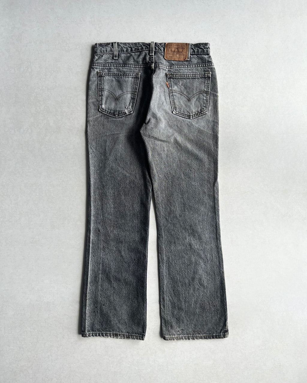 1980S FADED BLACK LEVI'S 517 FLARE JEANS (34X30)
