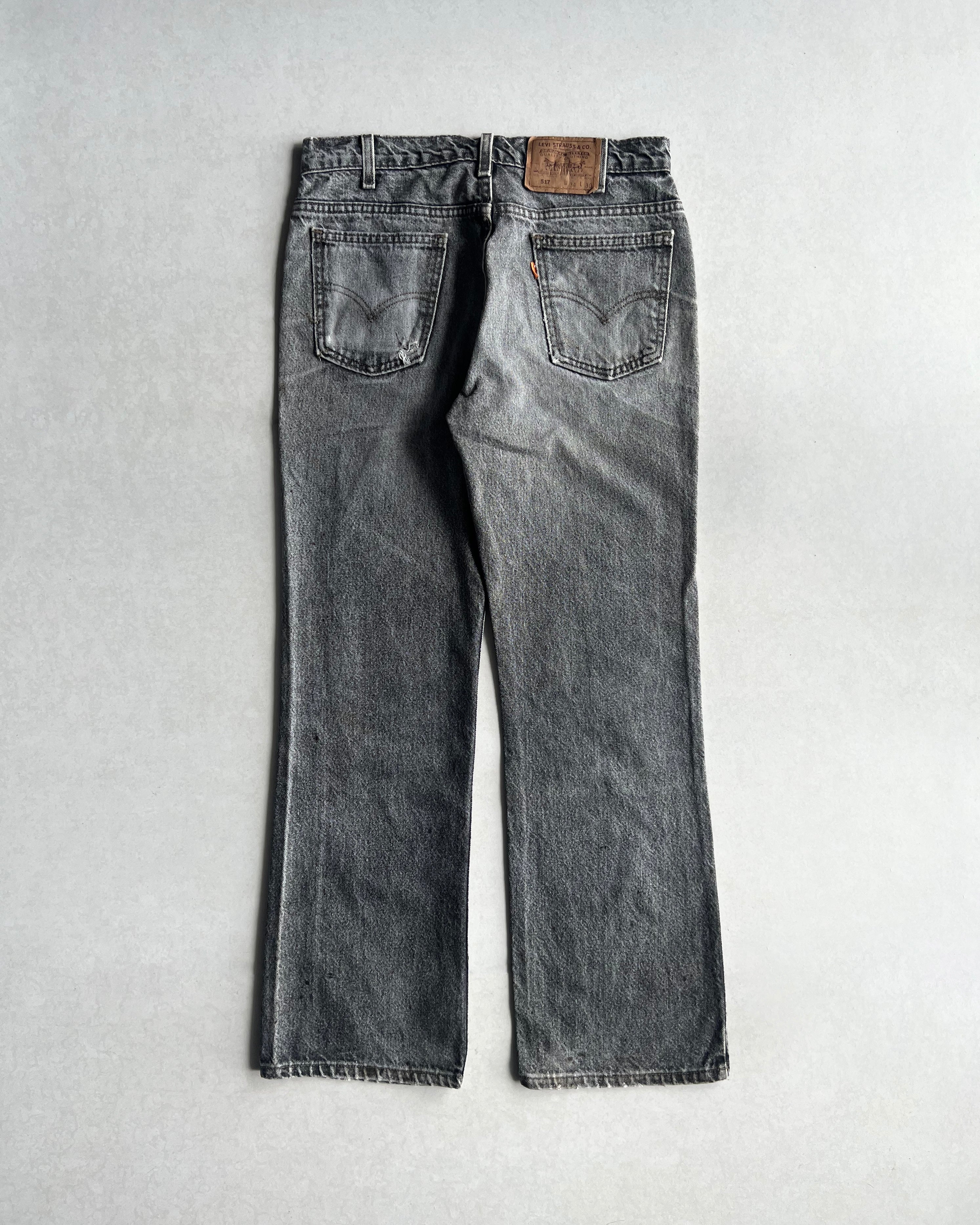 1980S FADED BLACK LEVI'S 517 FLARE JEANS (34X30)