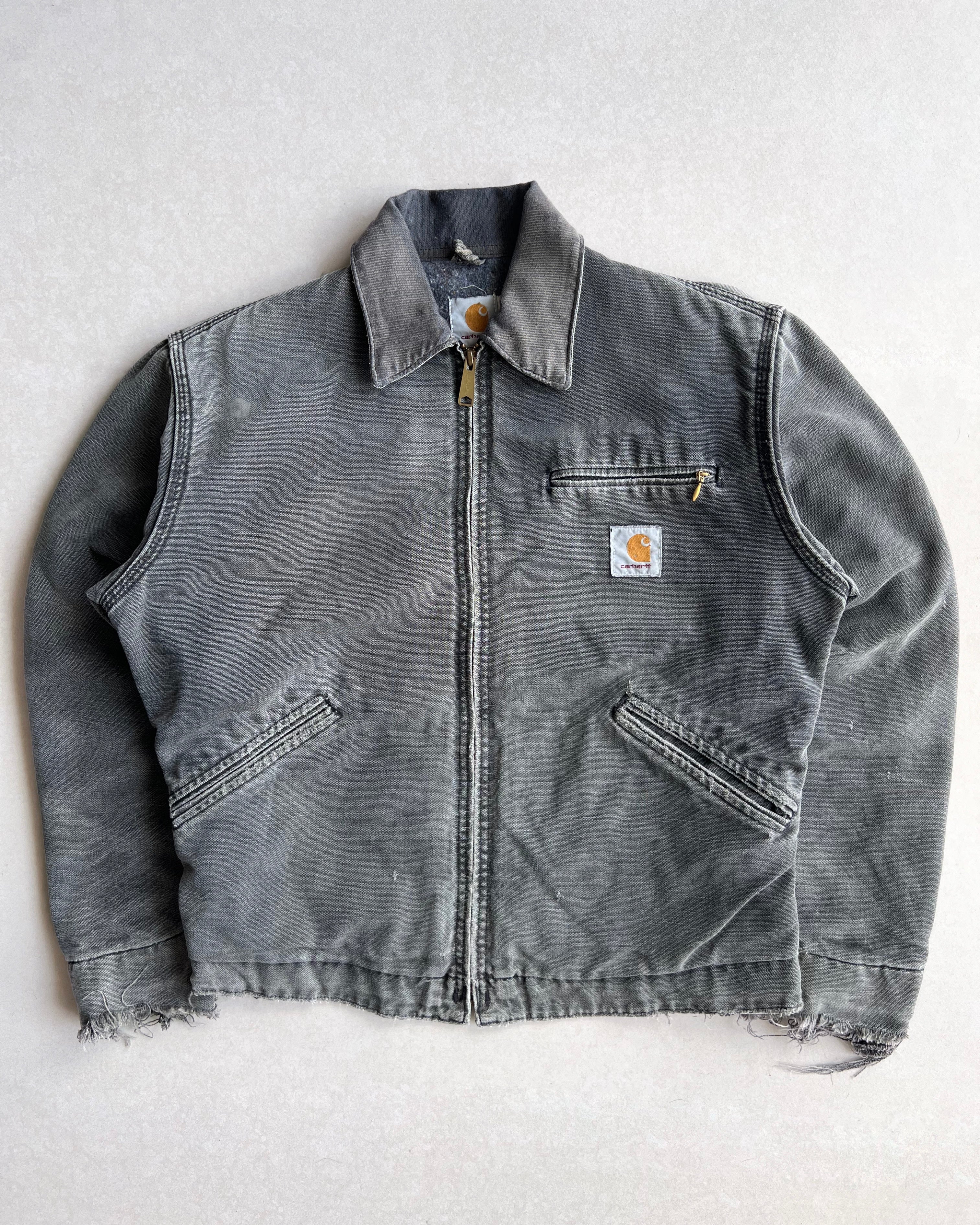 1990S FADED GREY CARHARTT DETROIT WORK JACKET (M)