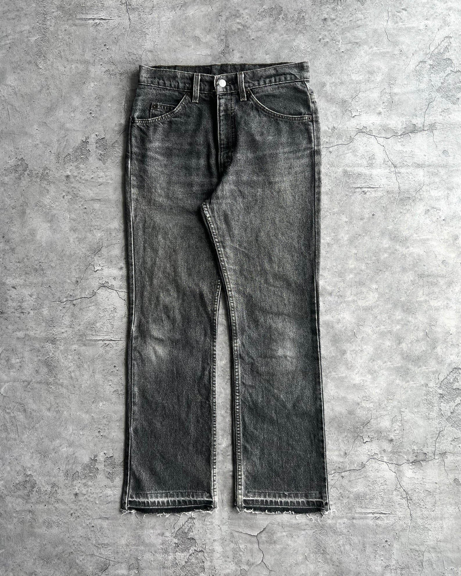 1990S FADED BLACK LEVI'S 517 RELEASED HEM FLARE JEANS (31X34)