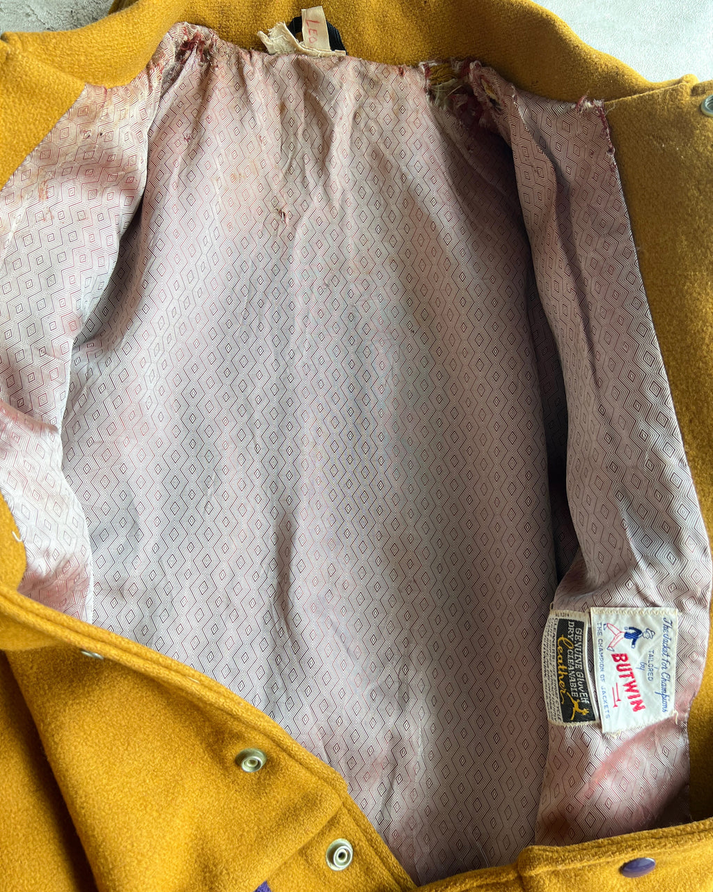 1950S 'B' LETTERMAN RAGLAN LEATHER SLEEVES VARISTY JACKET (M/L)