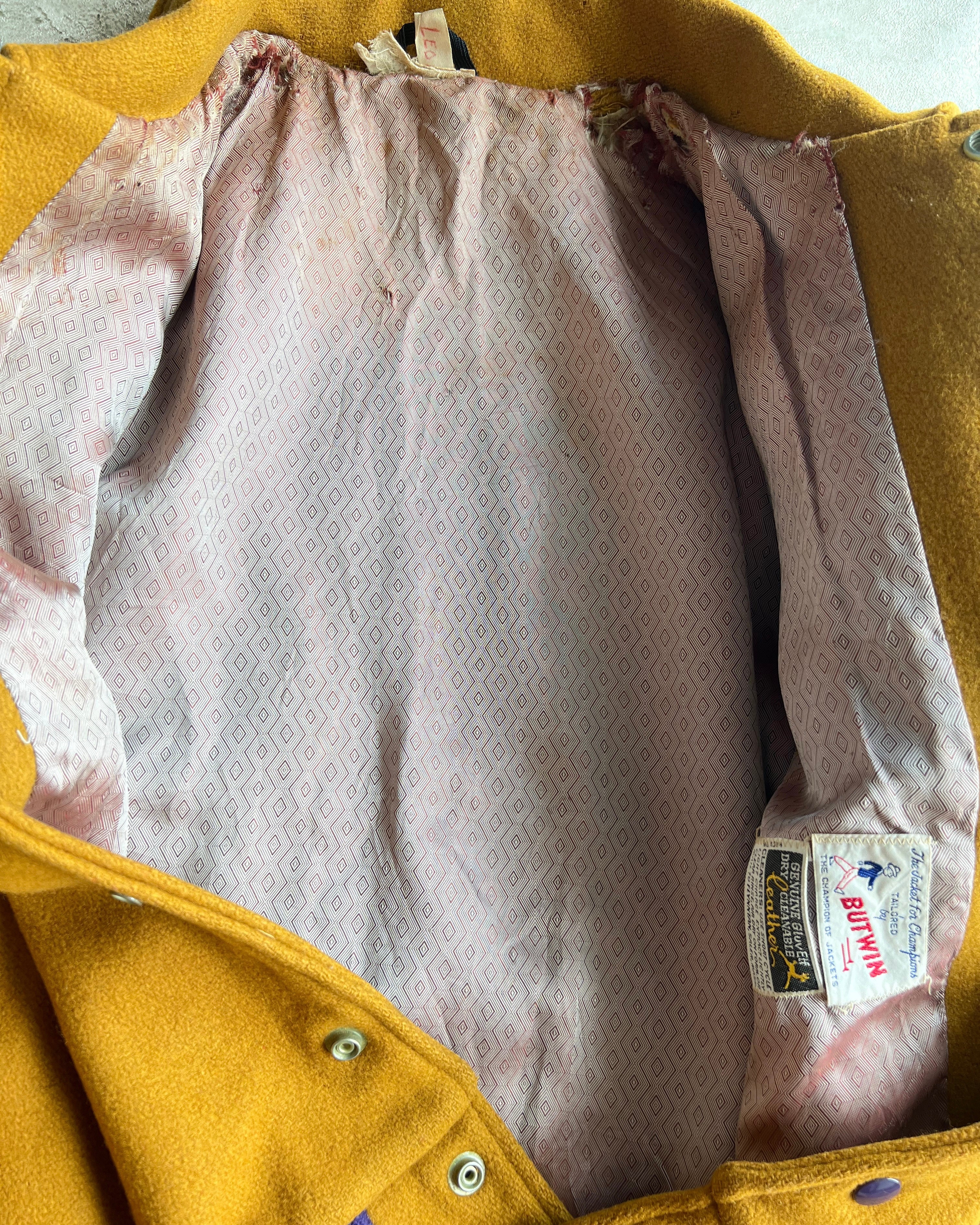 1950S 'B' LETTERMAN RAGLAN LEATHER SLEEVES VARISTY JACKET (M/L)
