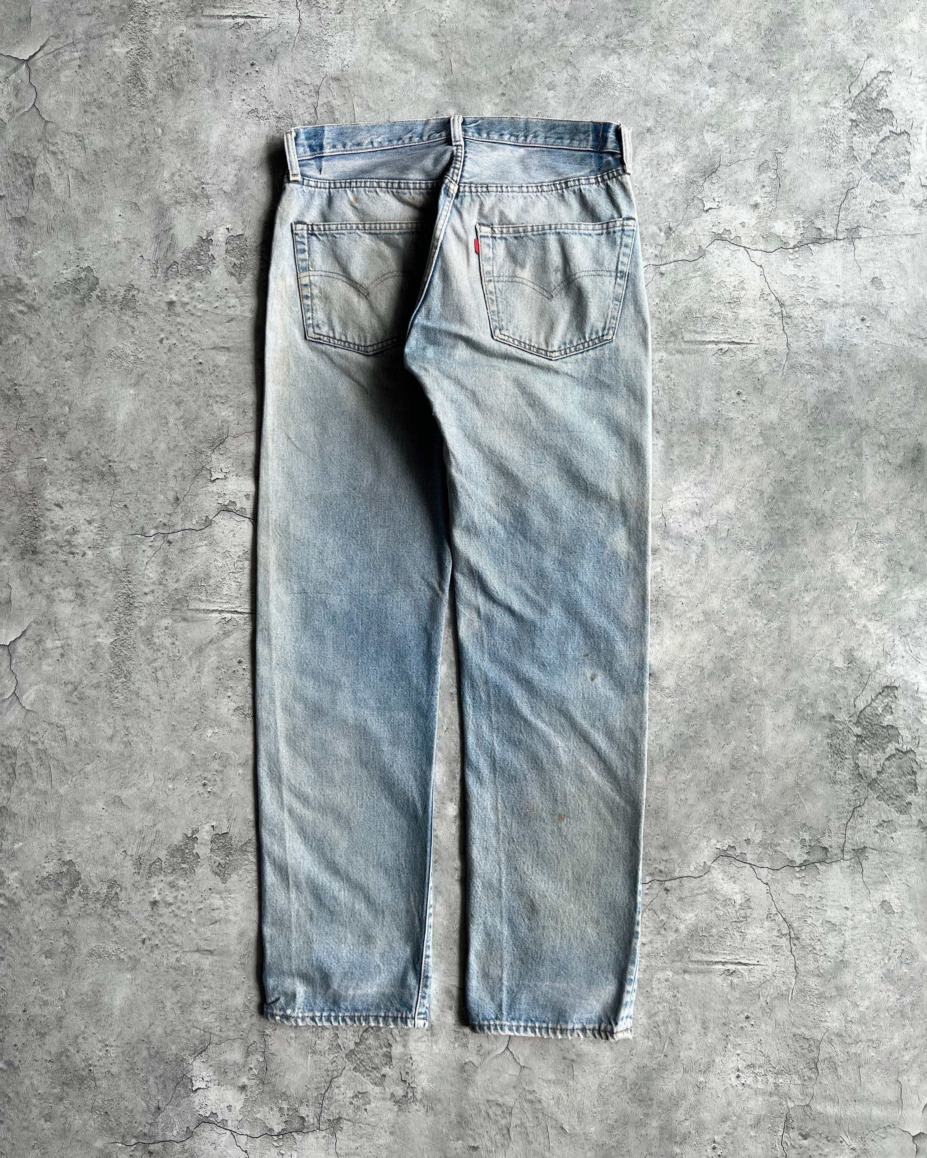 1980S FADED WASHED LEVI'S 501 REDLINE SELVEDGE JEANS (35X36)