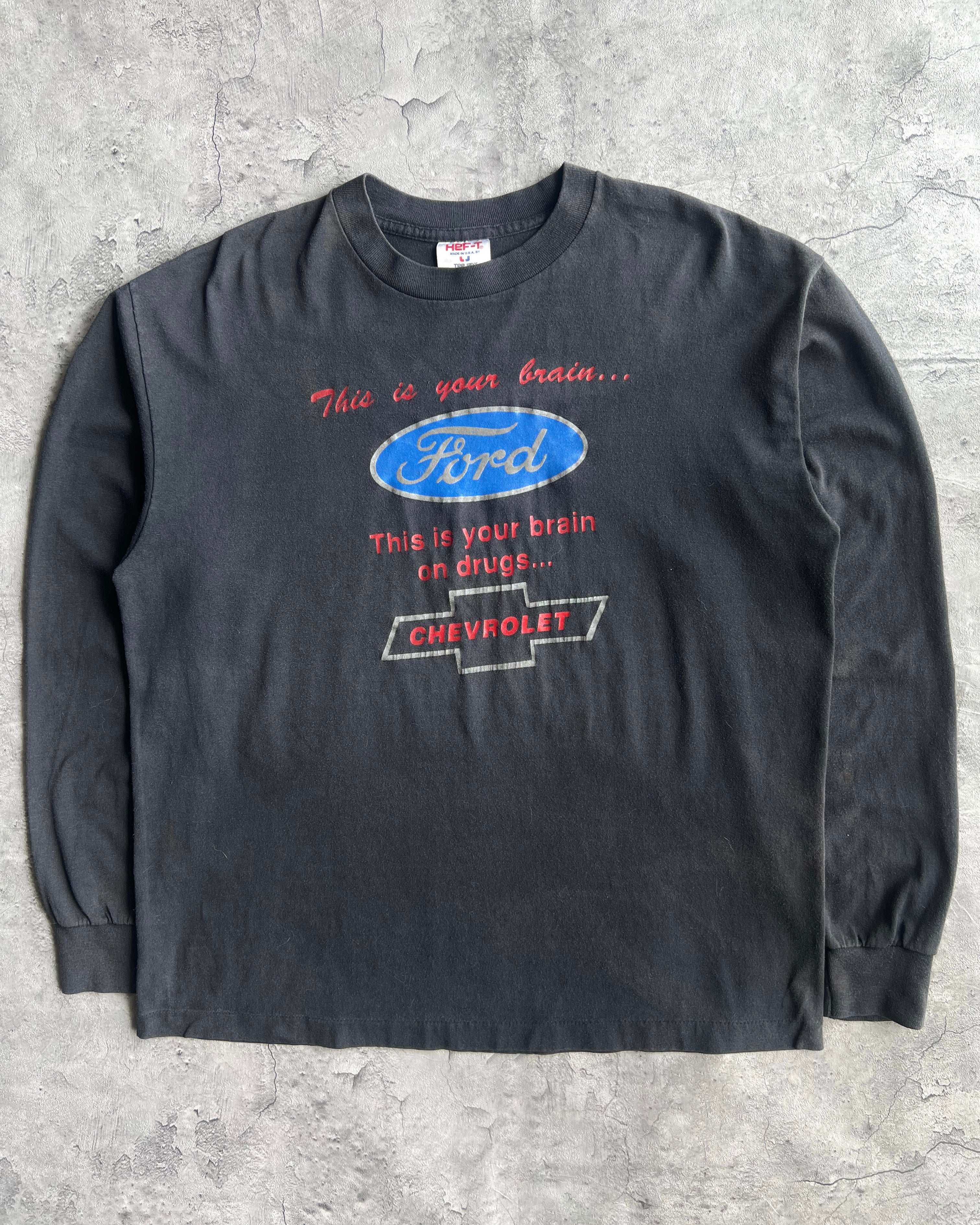 1980S FADED BLACK CHEVORET LONG SLEEVES SINGLE STITCH TEE (XL)