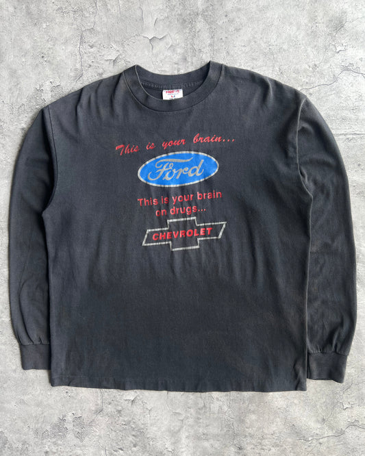1980S FADED BLACK CHEVORET LONG SLEEVES SINGLE STITCH TEE (XL)