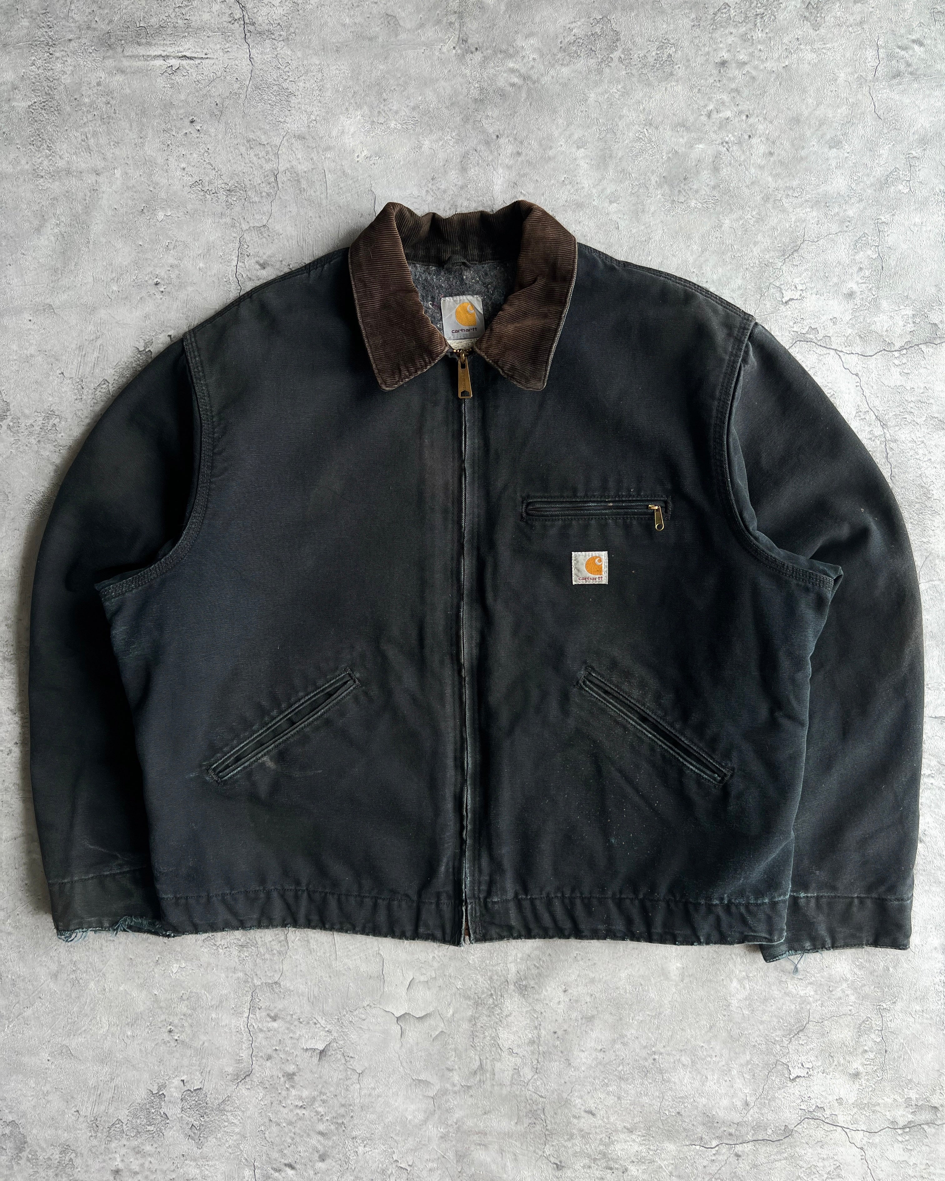 1990S FADED BLACK CARHARTT DETROIT WORK JACKET (XL)