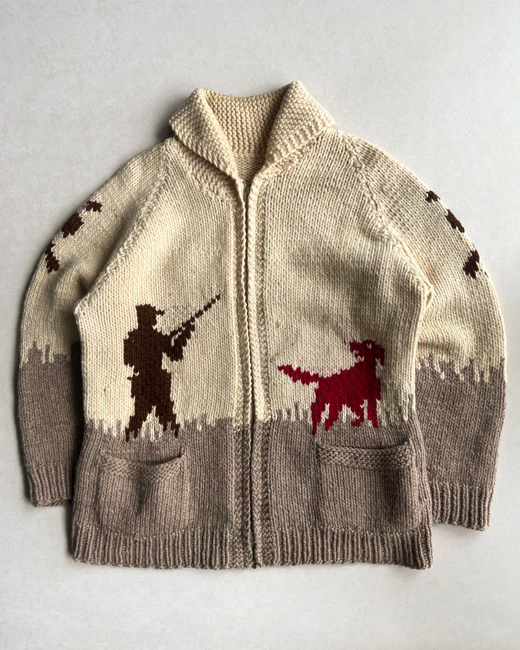 1950S HUNTING COWICHAN KNITTED SWEATER (M/L)
