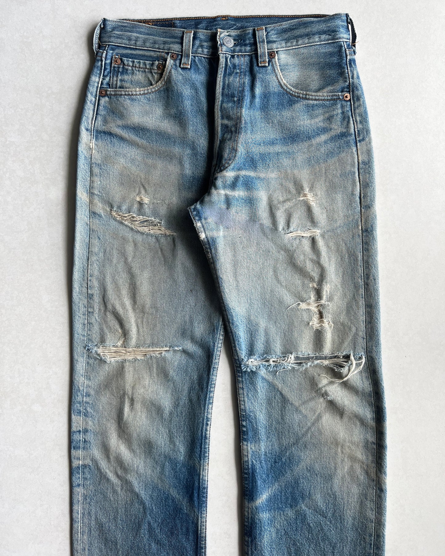 1990S FADED WASHED LEVI'S 501 REPAIRED JEANS (29X30)