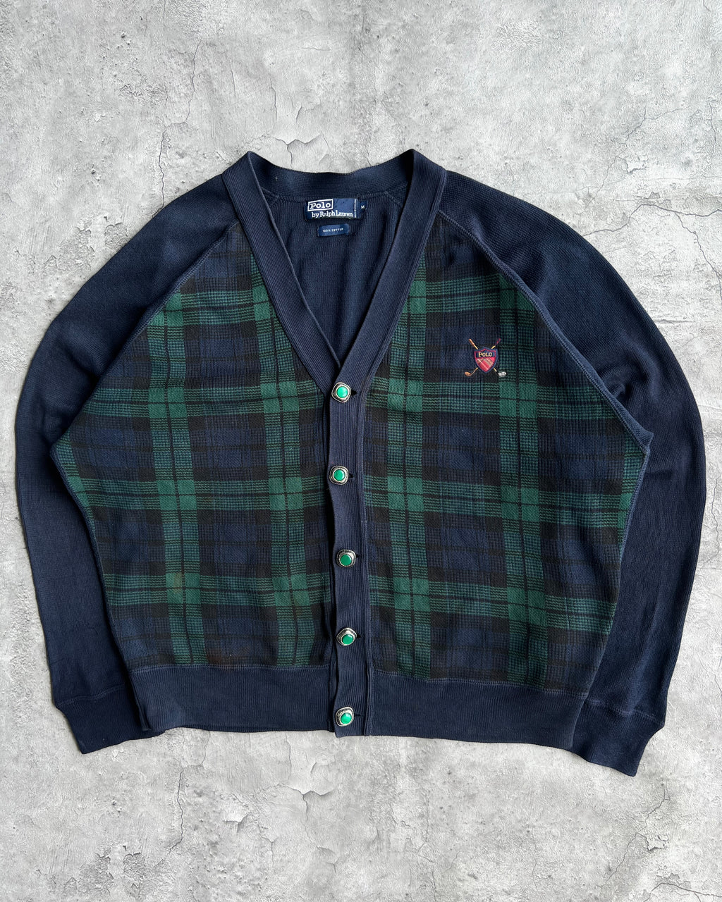 1980S POLO RALPH LAUREN KNITTED CARDIGAN (M)