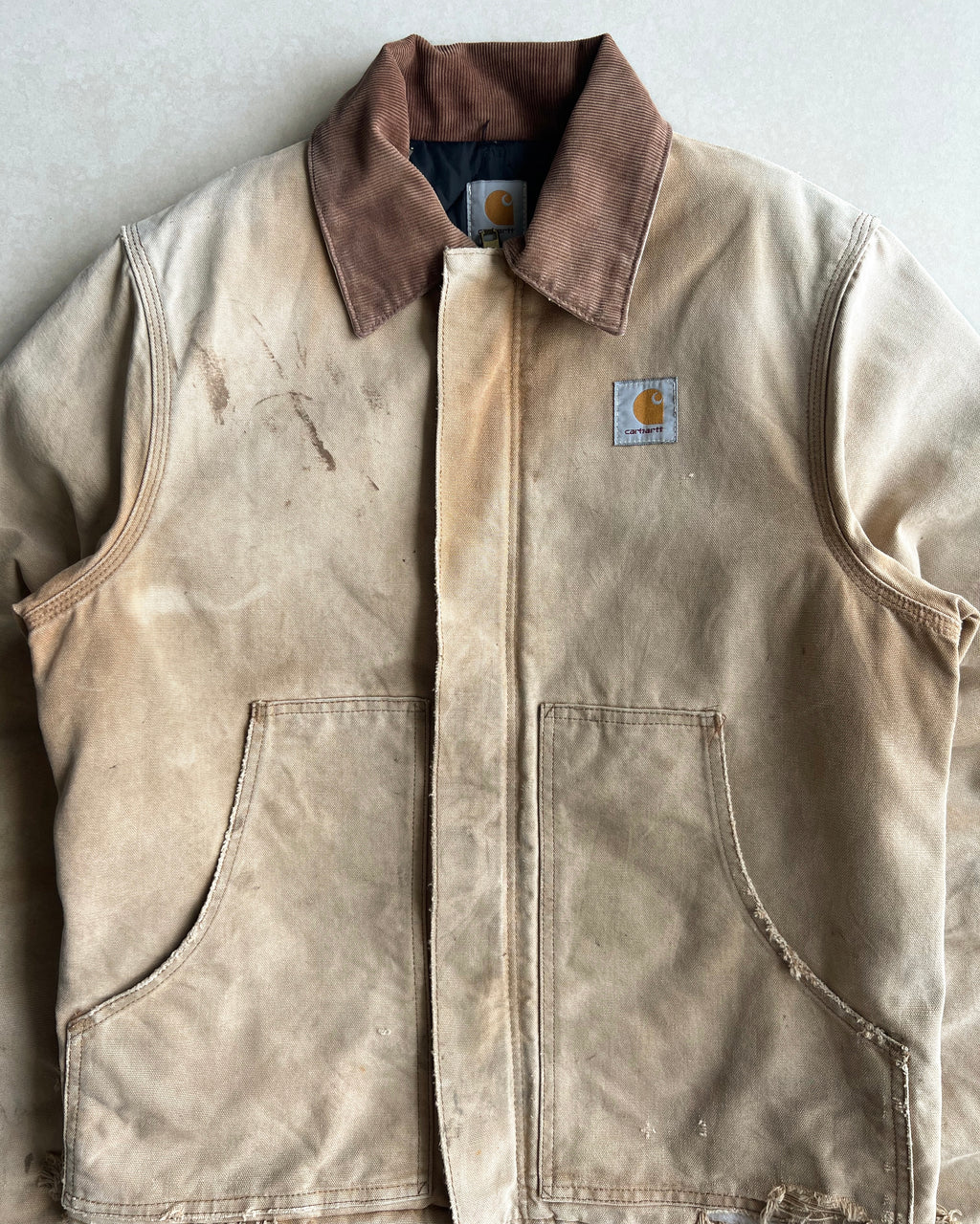 1990S FADED BROWN CARHARTT ARCTIC DISTRESSED WORK JACKET (M)